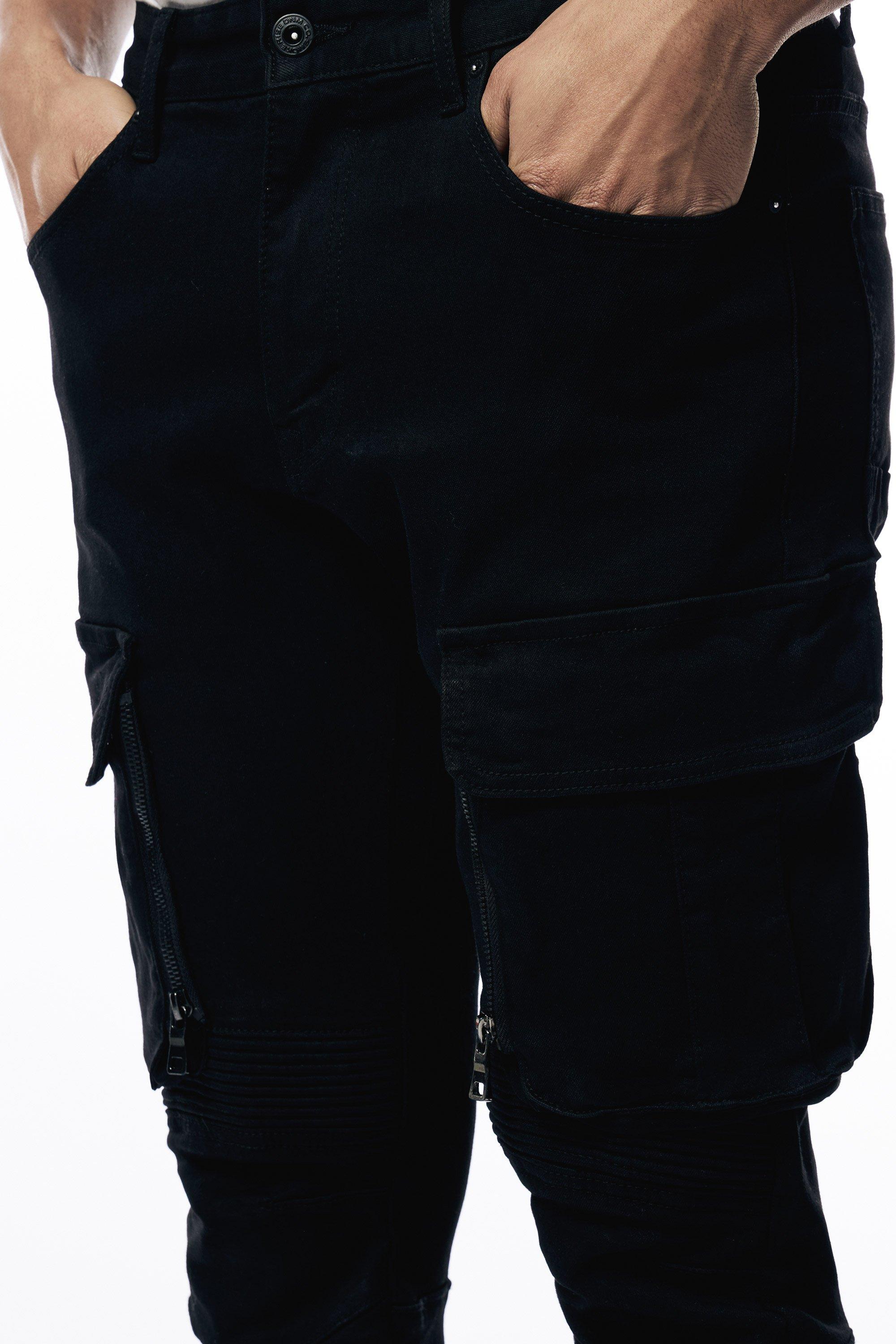 Smoke Rise Men's Slim Fit Bottom Zipper Pants - Black - BLACK Thumbnail View 5