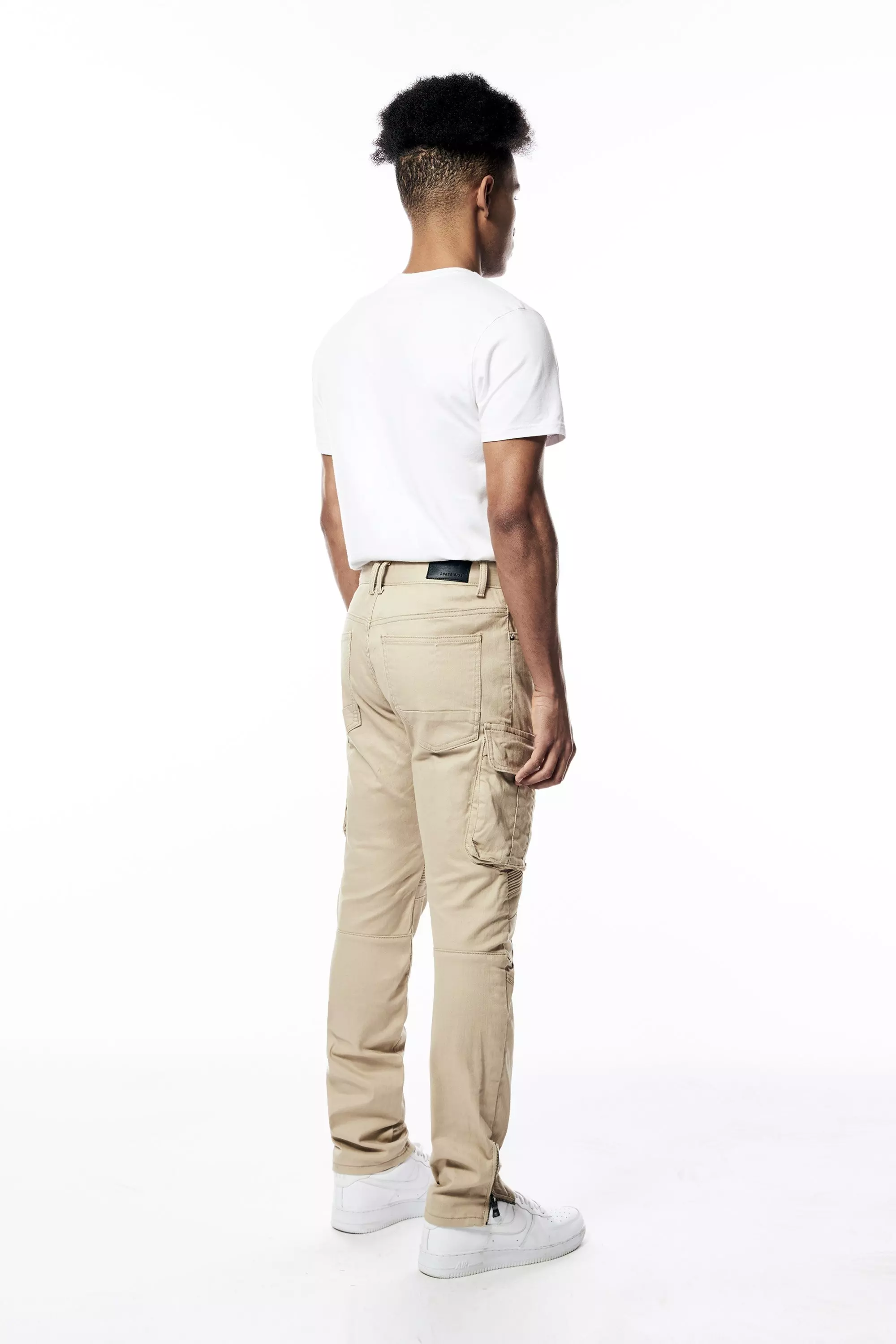 Smoke Rise Men's Slim Fit Bottom Zipper Pants - Khaki - KHAKI