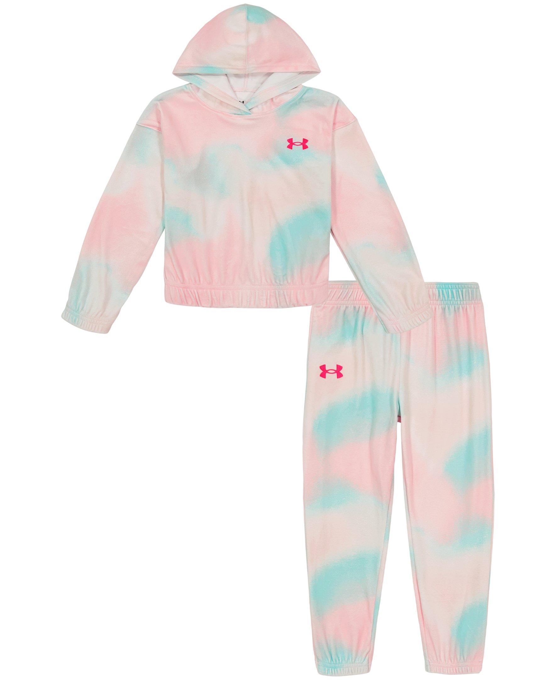 Under Armour Little Girls' Soft Blur Hoodie Set - PINK/BLUE Thumbnail View 1