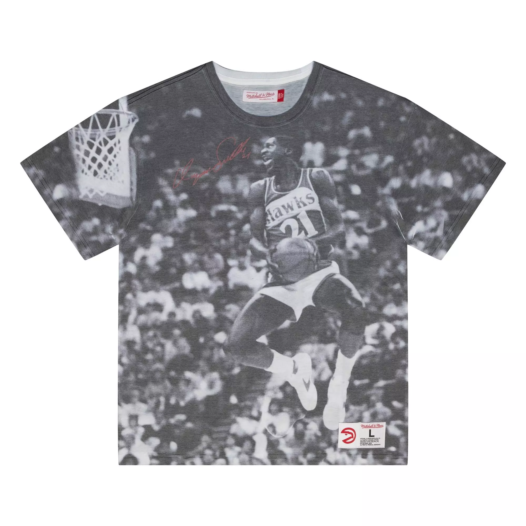 Mitchell & Ness Men's Atlanta Hawks Dominique Wilkins Above The Rim Sublimated T-Shirt - WHITE