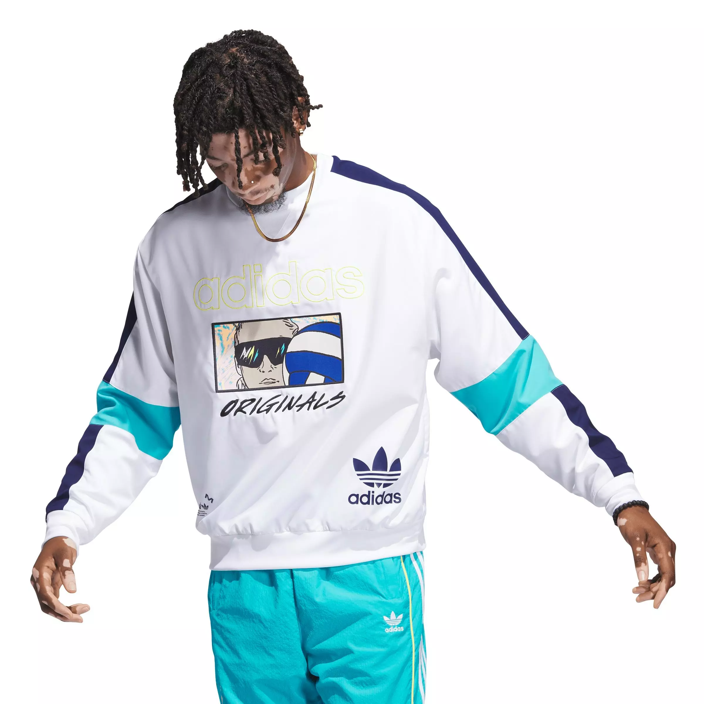 adidas Men's Beach Art Crew Sweatshirt - WHITE