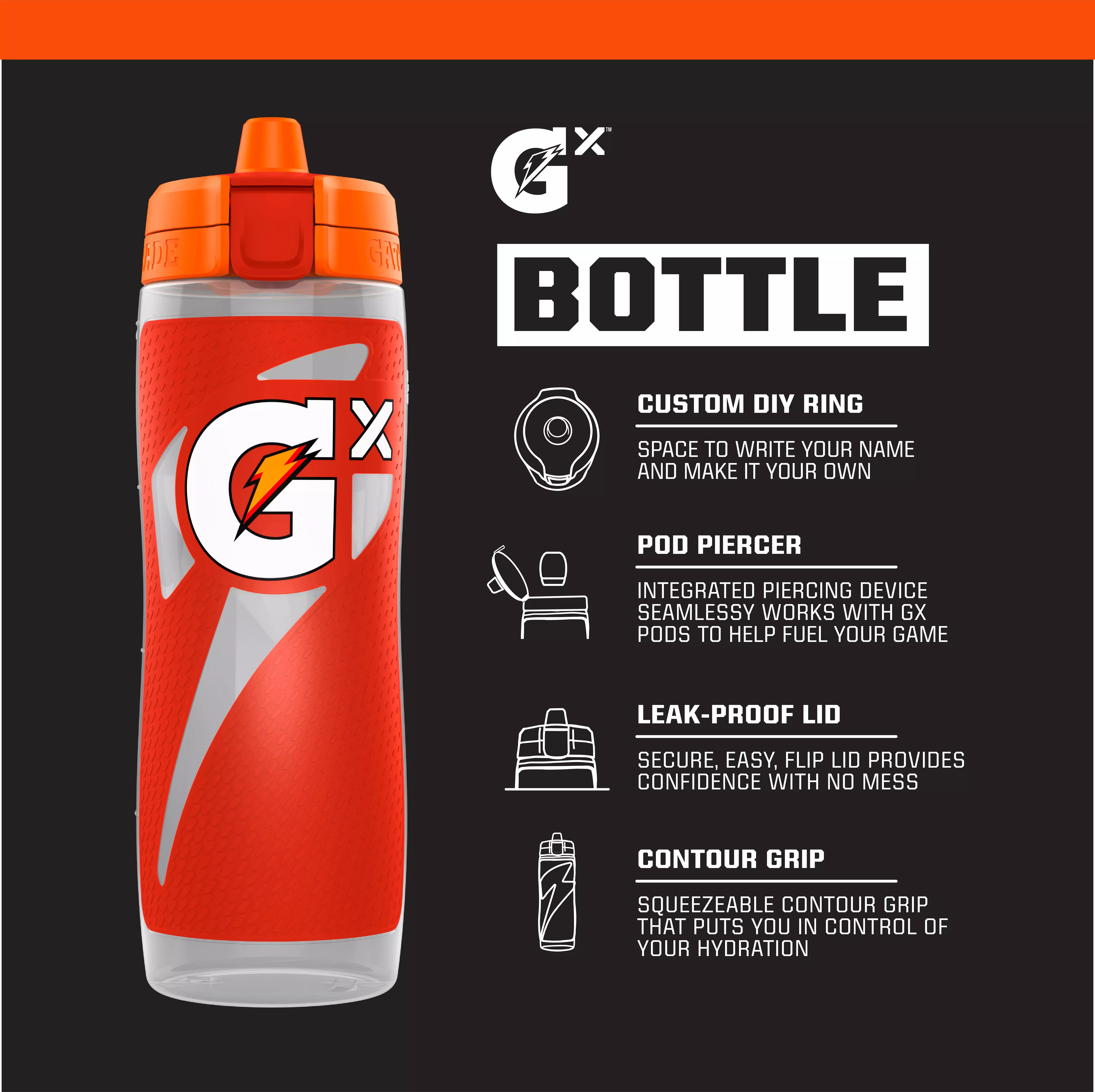 Gatorade Gx 30oz Water Bottle-Red - RED