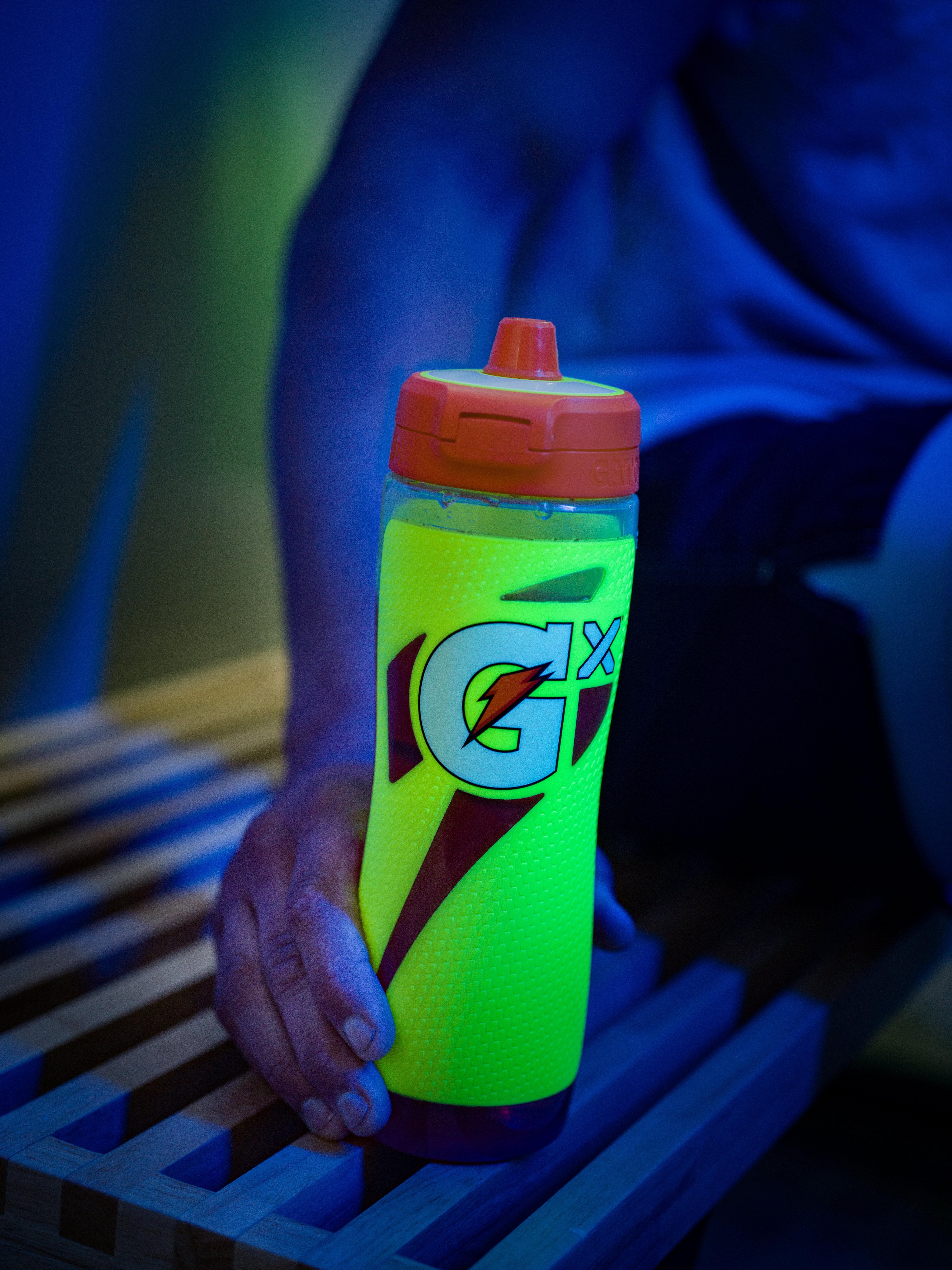 Gatorade Gx 30oz. Marble Blue Water Bottle-Neon Yellow - YELLOW Thumbnail View 3