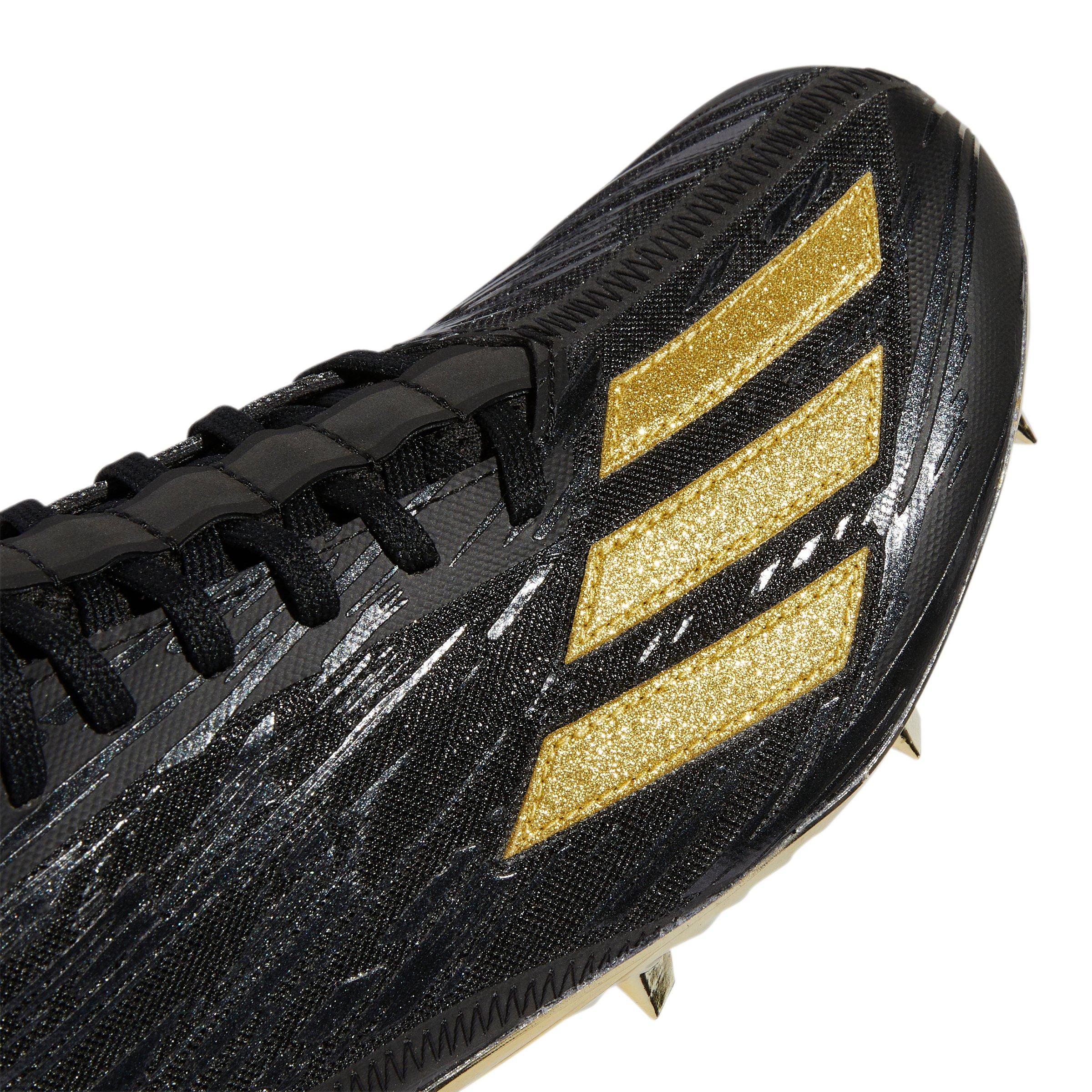 adidas Adizero "Core Black/Metallic Gold" Men's Football Cleat - BLACK/GOLD Thumbnail View 5