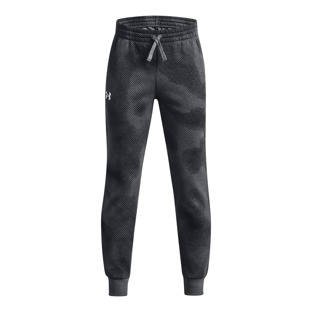 Under Armour Big Boys' Rival Fleece Printed Joggers-Grey/Black - GREY/BLACK Thumbnail View 1