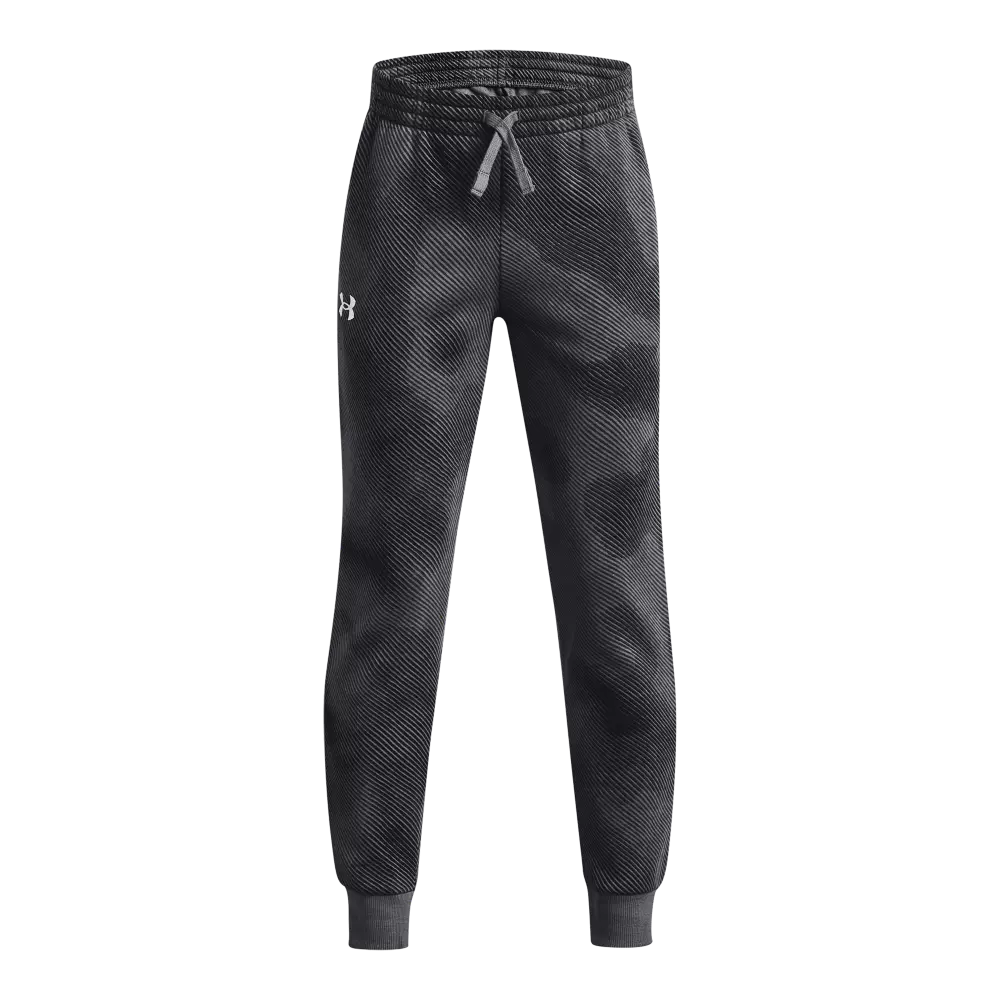 Under Armour Big Boys' Rival Fleece Printed Joggers-Grey/Black - GREY/BLACK