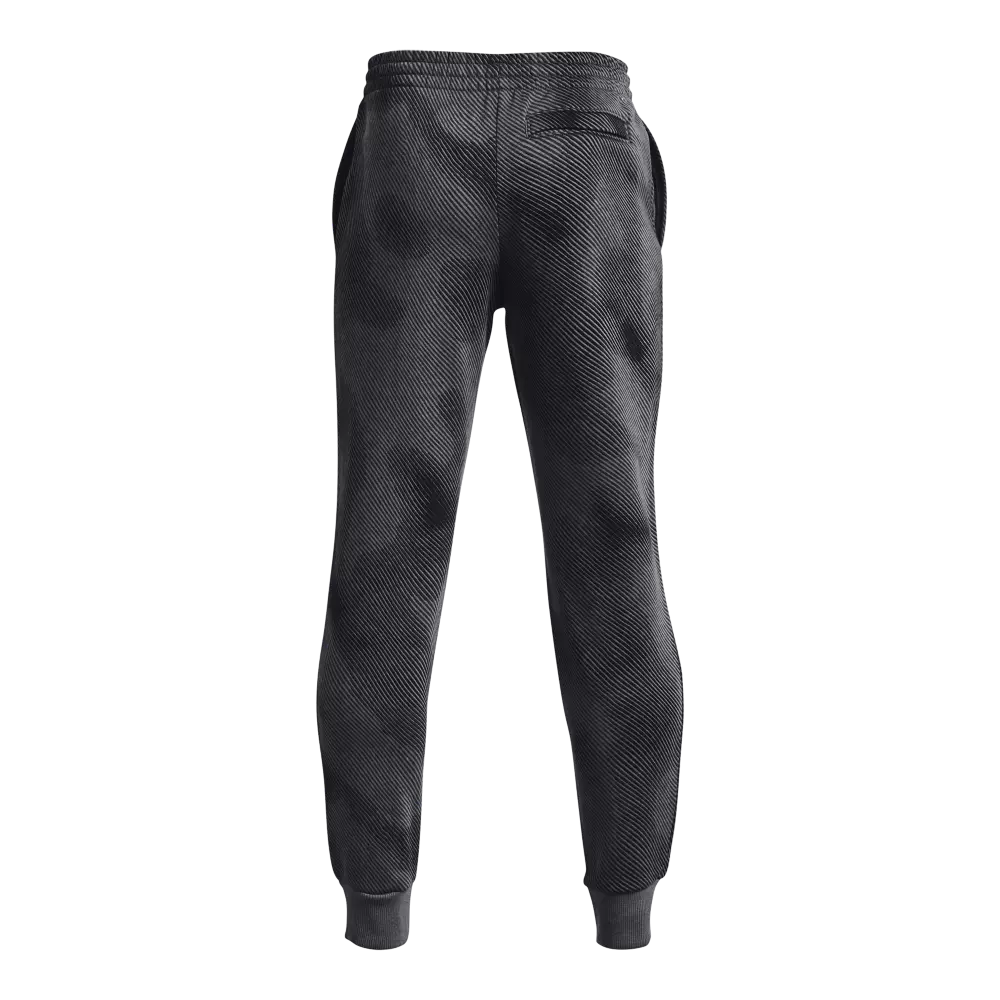 Under Armour Big Boys' Rival Fleece Printed Joggers-Grey/Black - GREY/BLACK