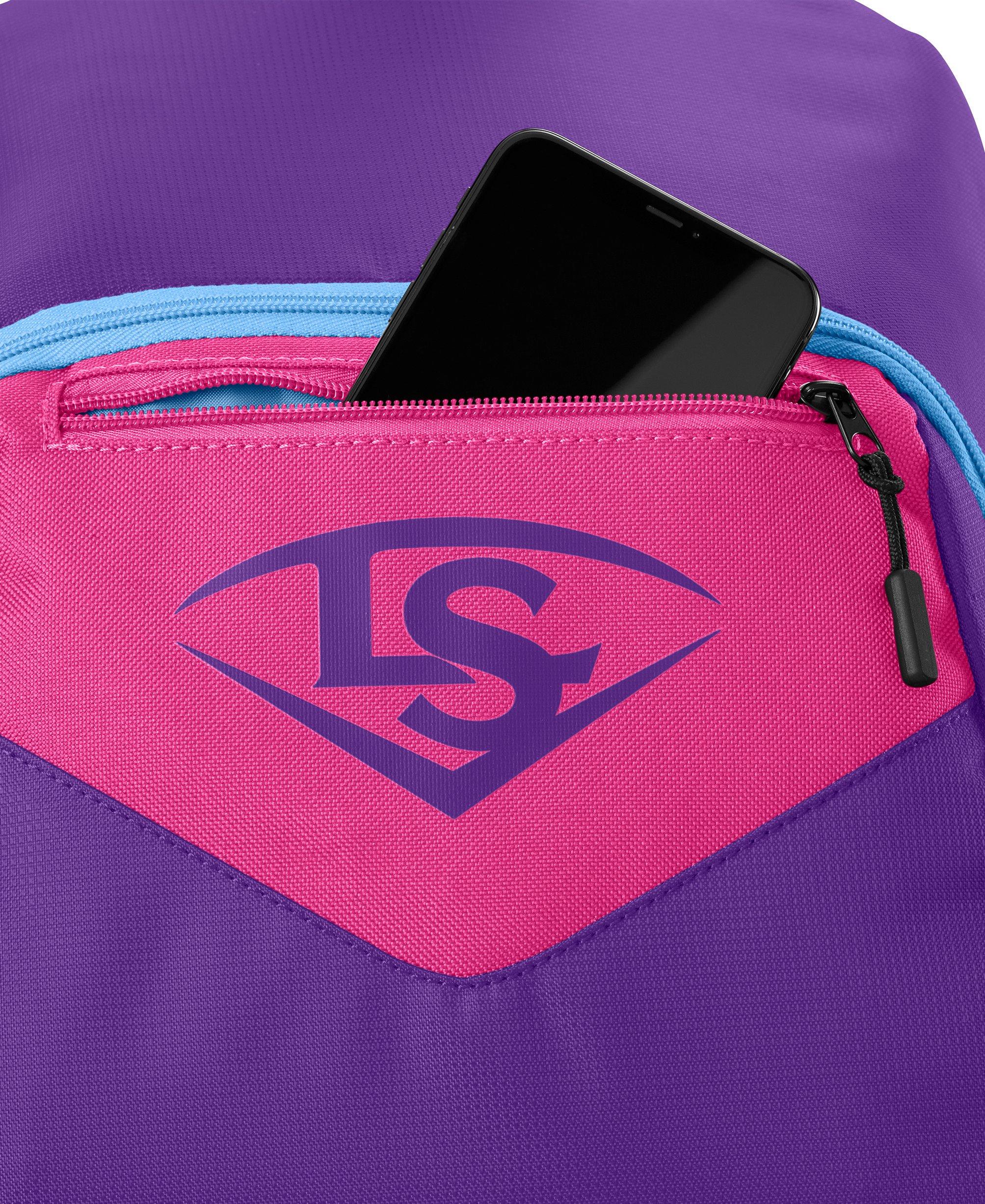 Louisville Slugger Backpack Softball Bat Bag Black Pink Purple, 2 Stick  Practice