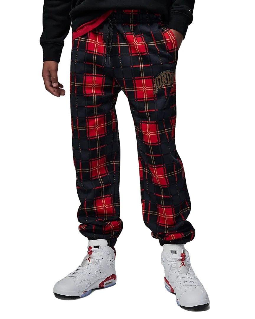 Red joggers with sale checkered sides