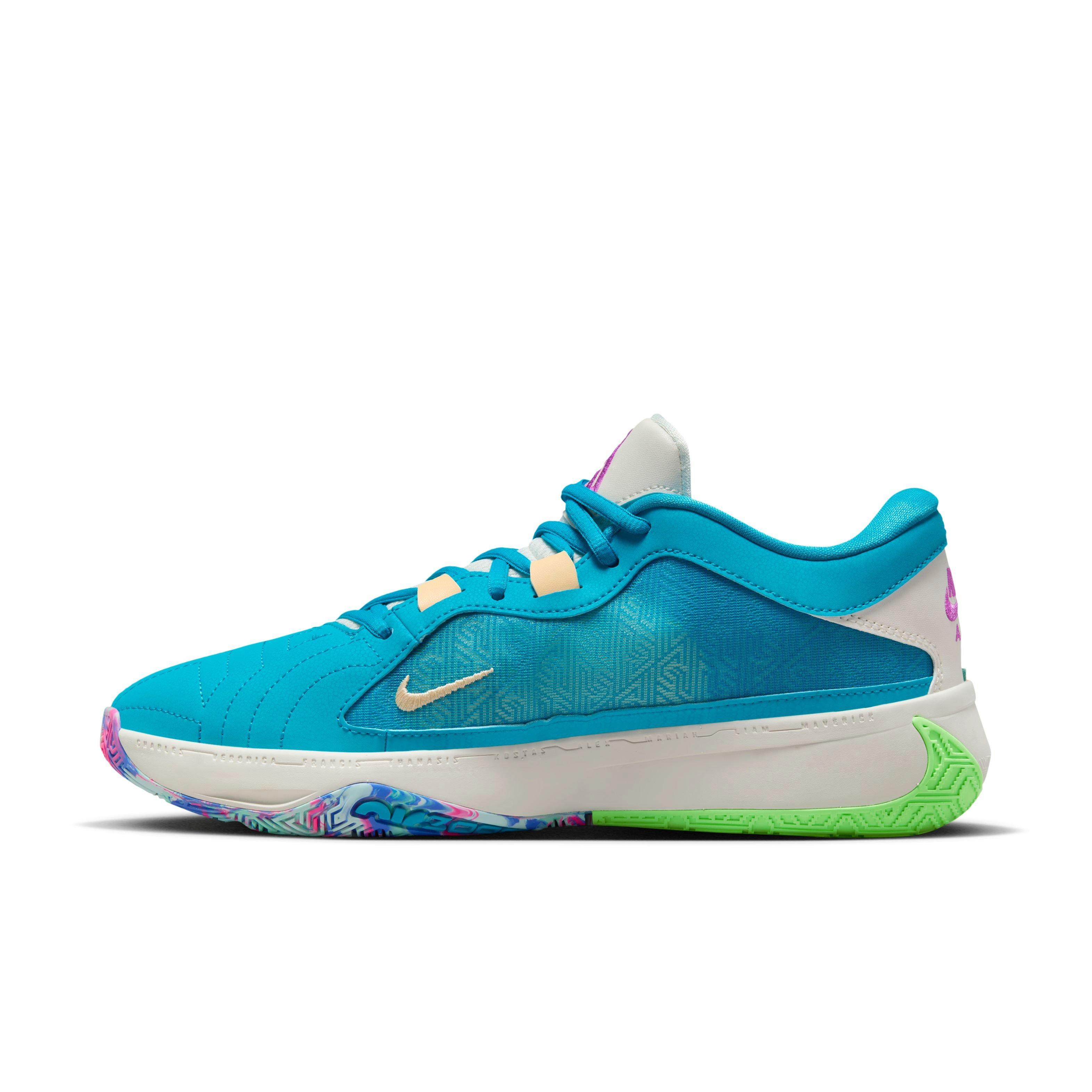 Nike Zoom Freak 5 "Greece x Nigeria" Men's Basketball Shoe - BLUE LIGHTNING/EMERALD RISE/PHANTOM Thumbnail View 8