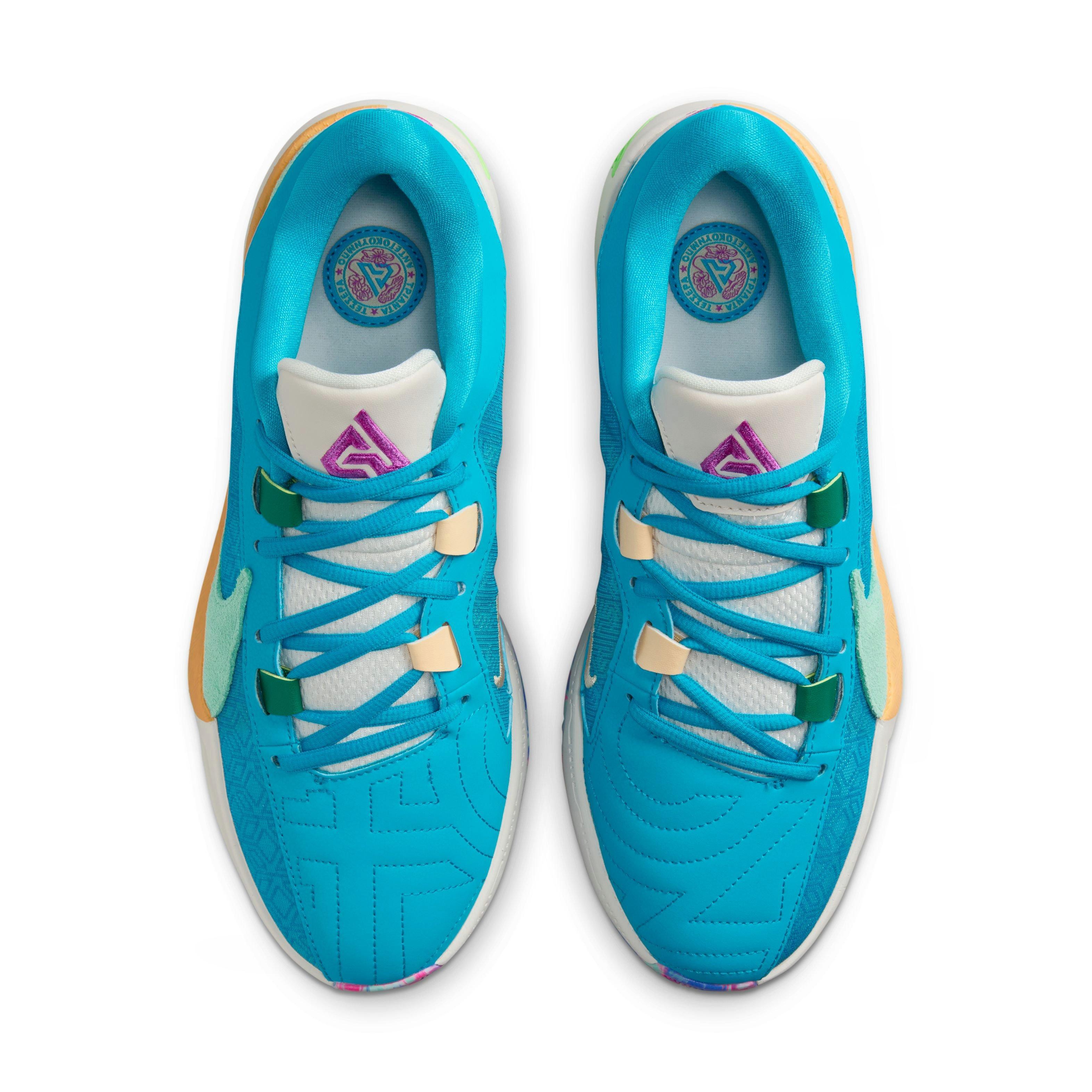 Nike Zoom Freak 5 "Greece x Nigeria" Men's Basketball Shoe - BLUE LIGHTNING/EMERALD RISE/PHANTOM Thumbnail View 10