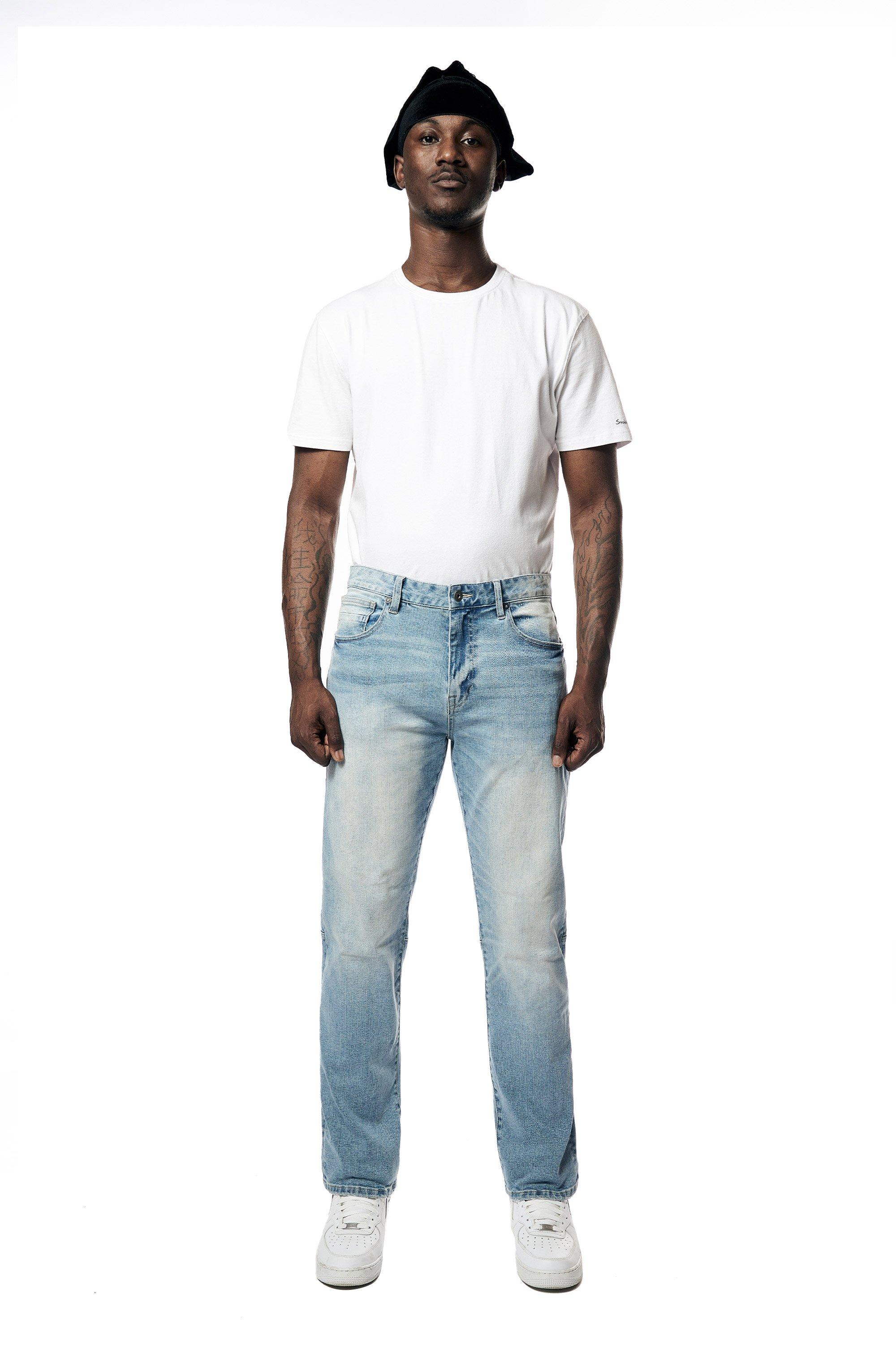 Smoke Rise Men's Essentials Becker Straight Leg Light Wash Pants - BLUE Thumbnail View 4