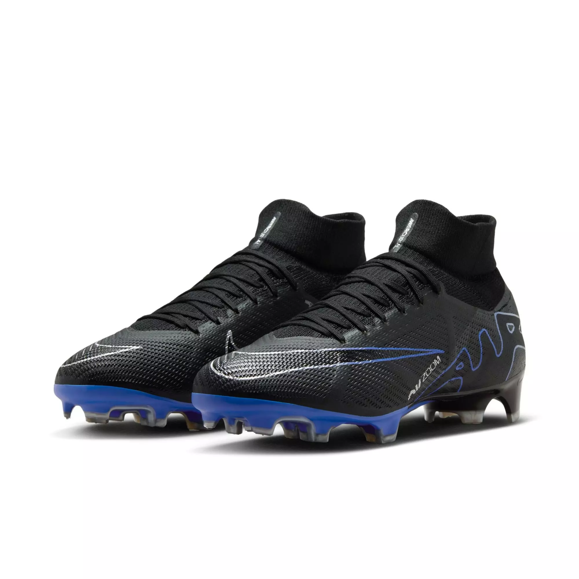 Nike Mercurial Superfly 9 Pro Firm-Ground "Black/Chrome/Hyper Royal" Men's Soccer Cleat - BLACK/ROYAL