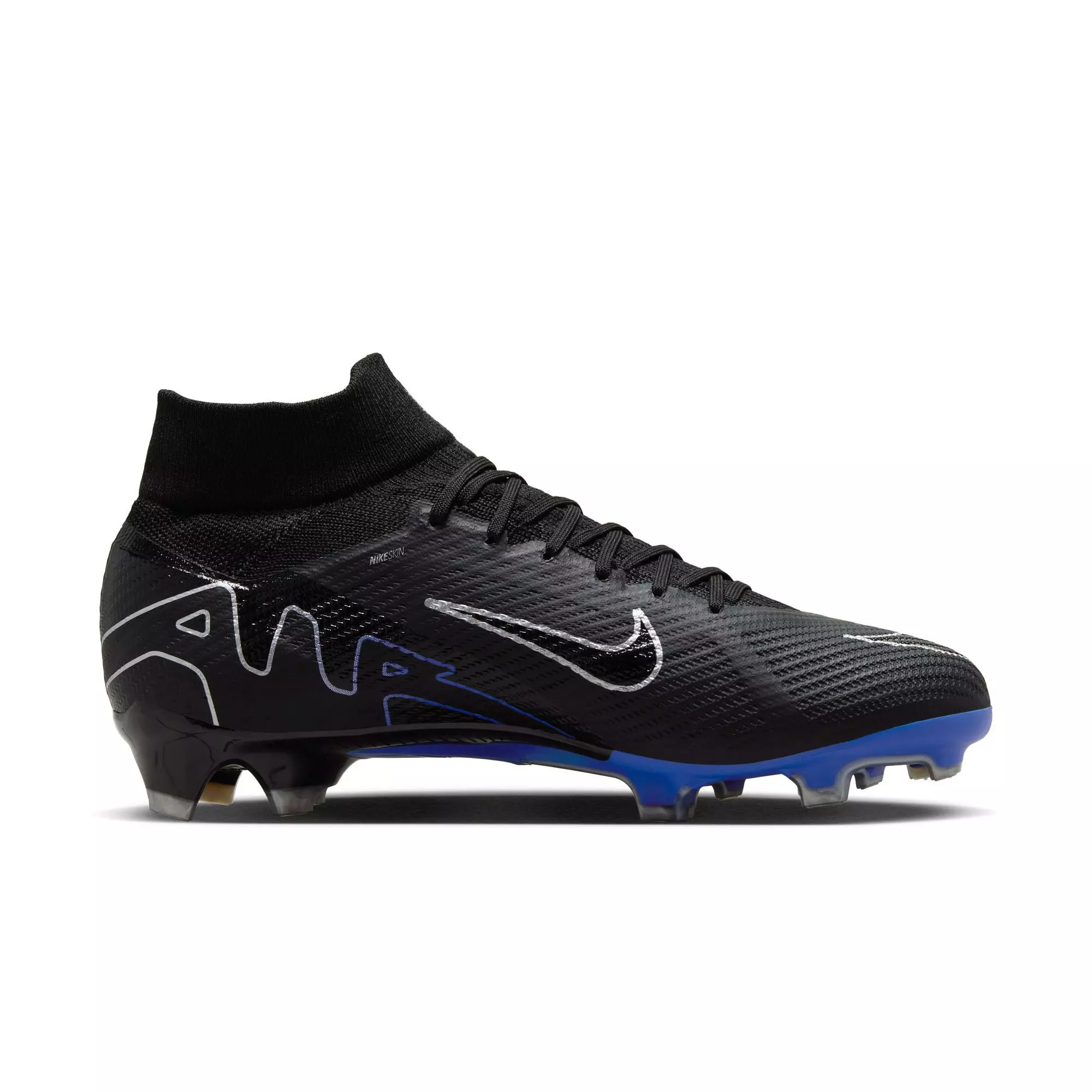 Nike Mercurial Superfly 9 Pro Firm-Ground "Black/Chrome/Hyper Royal" Men's Soccer Cleat - BLACK/ROYAL