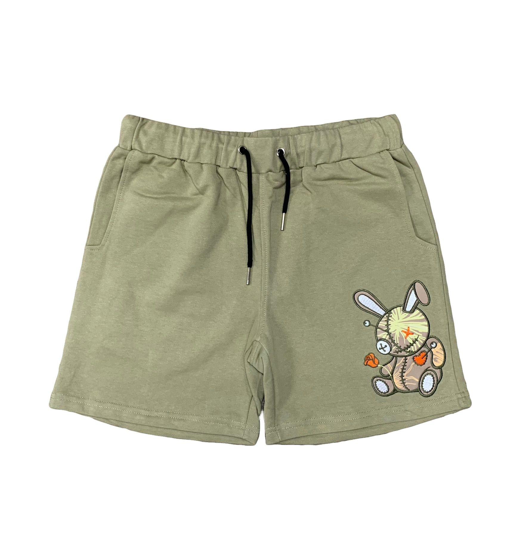 BKYS Men's Love Lucky Charm French Terry Shorts - OLIVE Thumbnail View 1