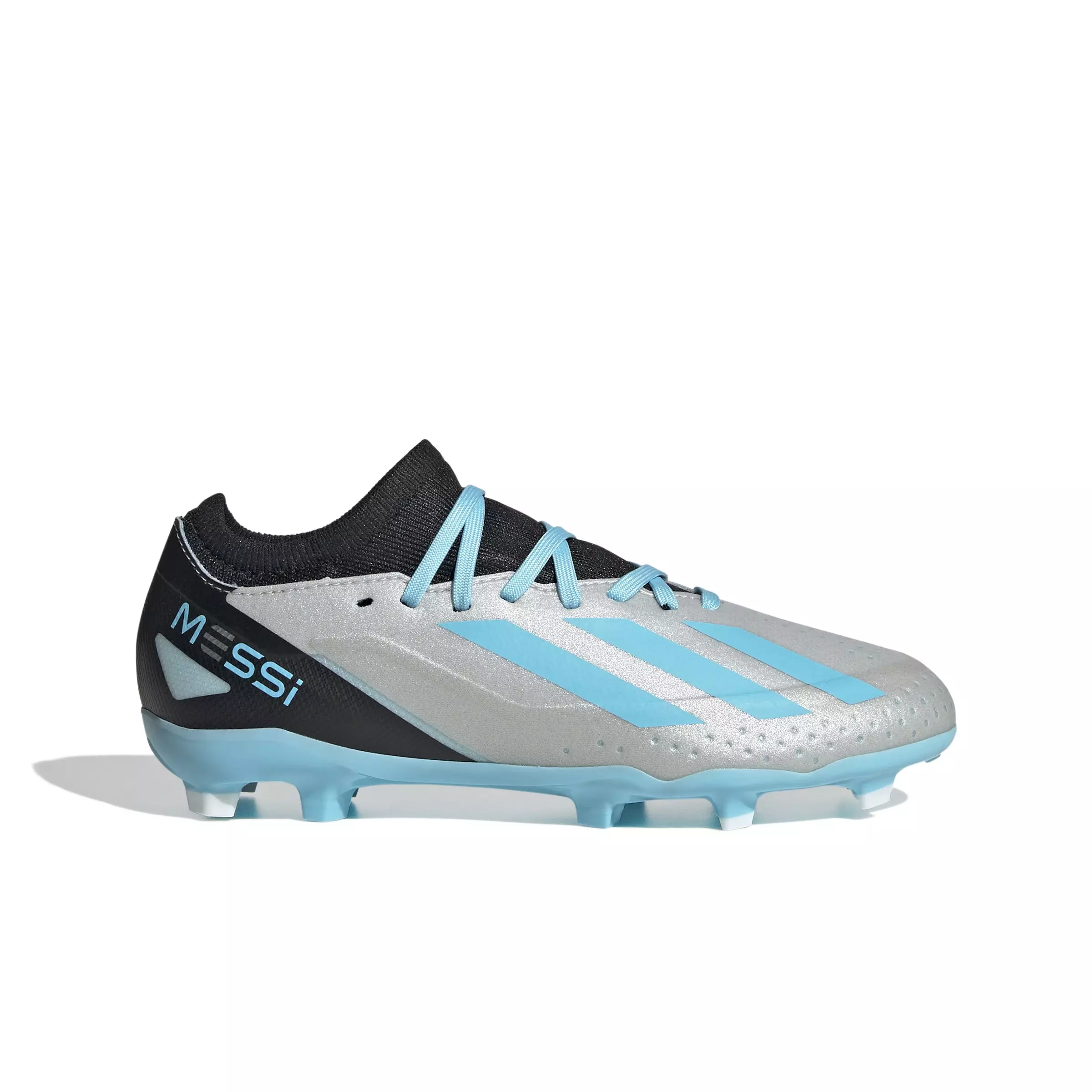 adidas X CRAZYLIGHT MESSI.3 FG "Silver Metallic/Bliss Blue" Grade School Kids' Soccer Cleat - SILVER/BLUE