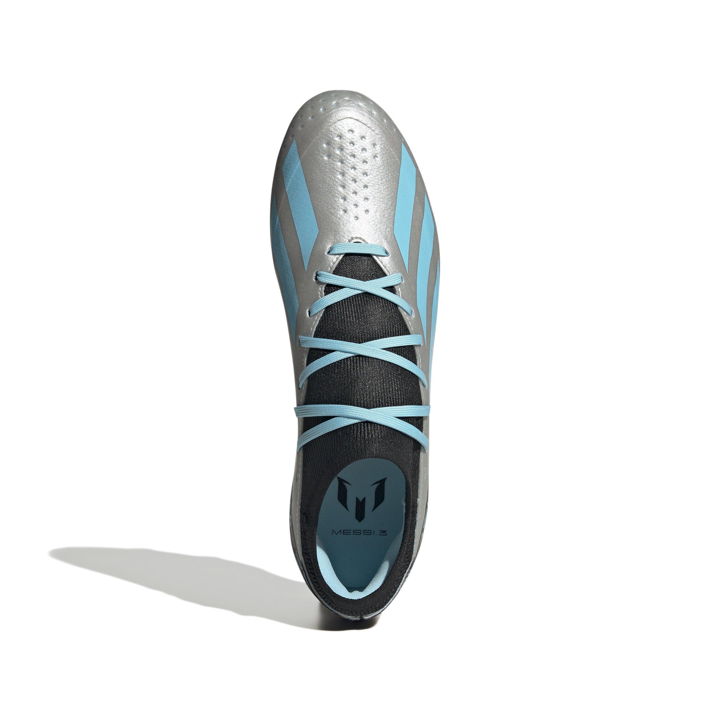 adidas X CRAZYLIGHT MESSI.3 FG "Silver Metallic/Bliss Blue/Core Black" Men's Soccer Cleat - SILVER Thumbnail View 3
