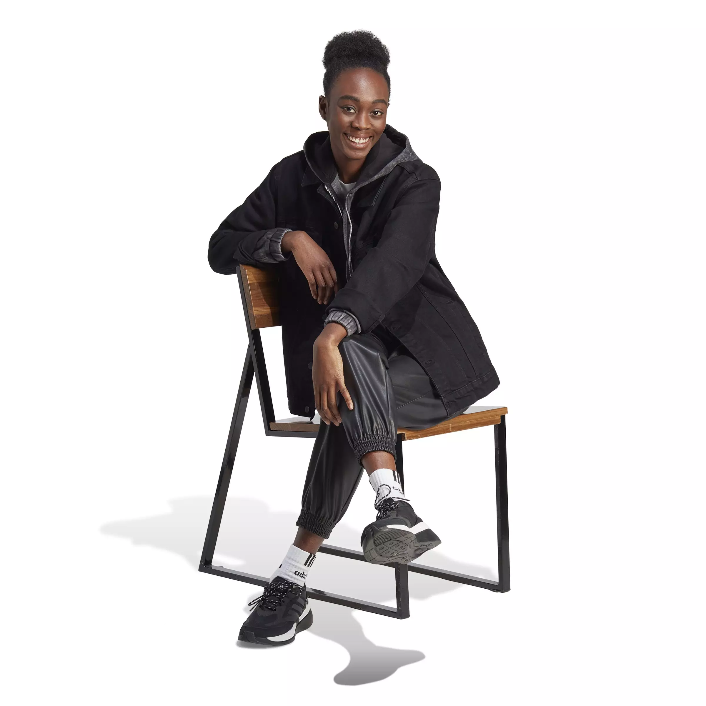 adidas Women's ALL SZN Fleece Washed Full-Zip Hoodie-Black - BLACK