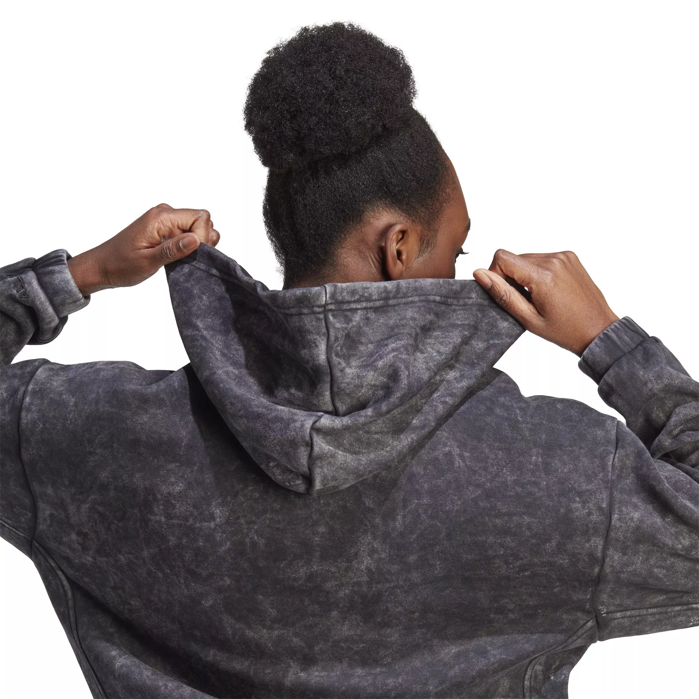 adidas Women's ALL SZN Fleece Washed Full-Zip Hoodie-Black - BLACK