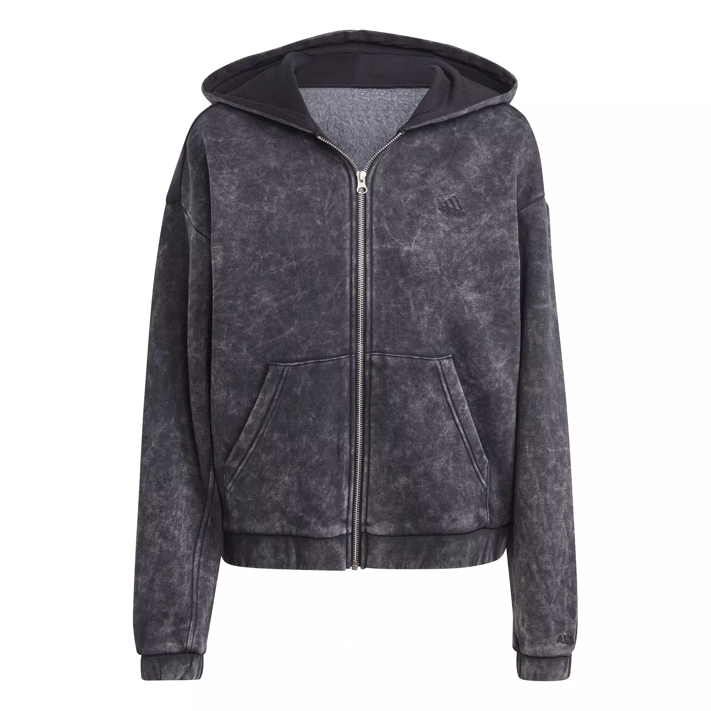 adidas Women's ALL SZN Fleece Washed Full-Zip Hoodie-Black - BLACK