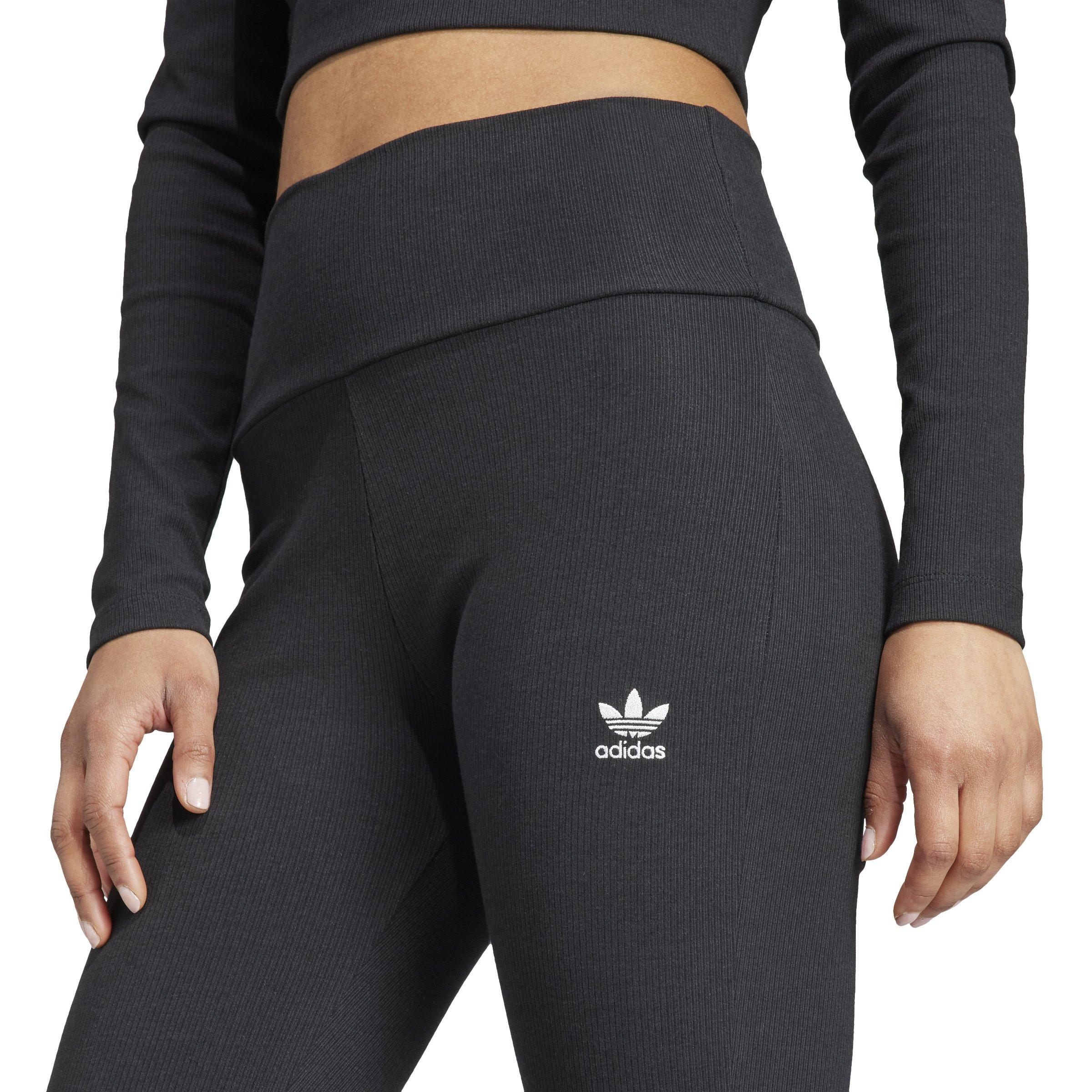 adidas Women's Ribbed Flared Pants-Black