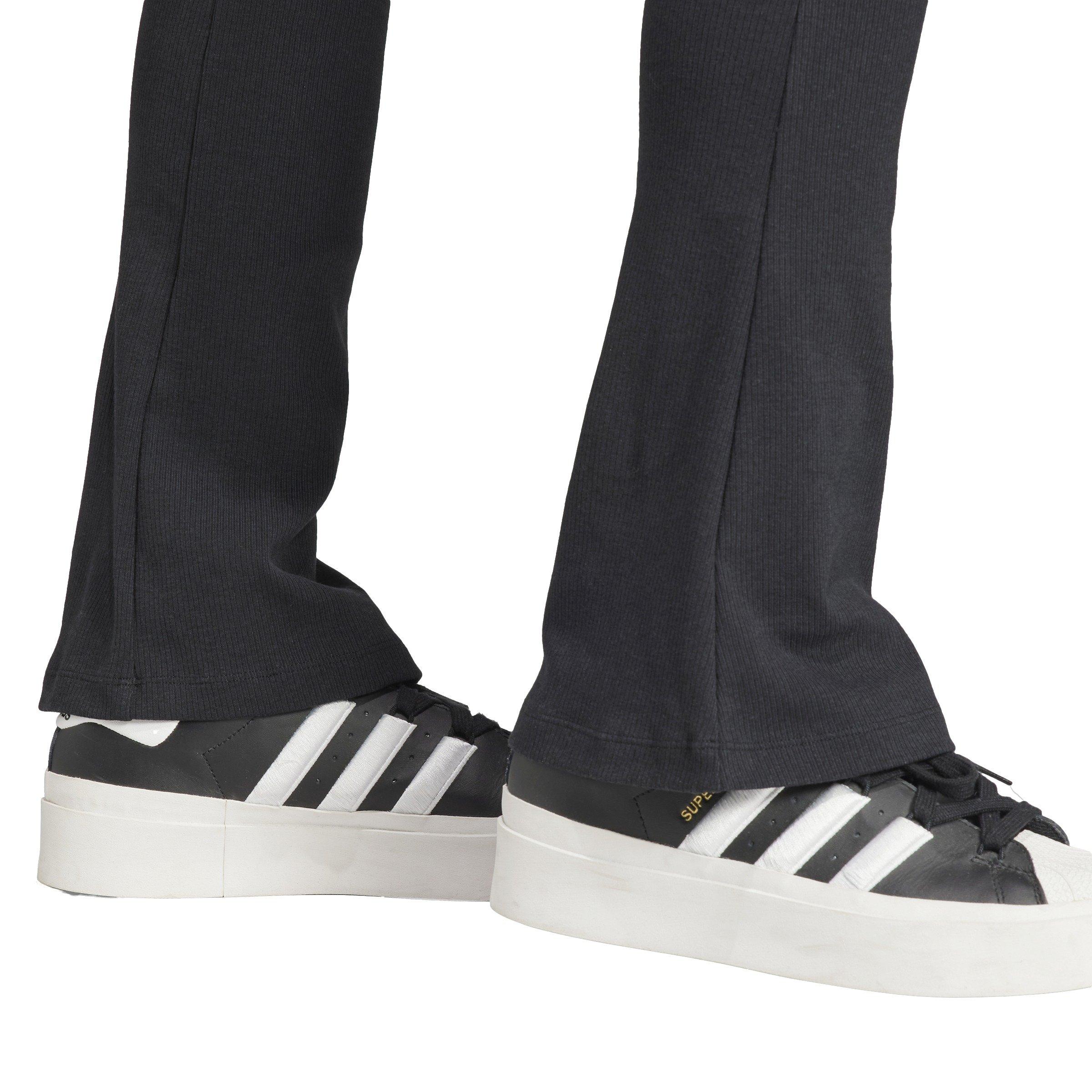 adidas Women's Ribbed Flared Pants-Black