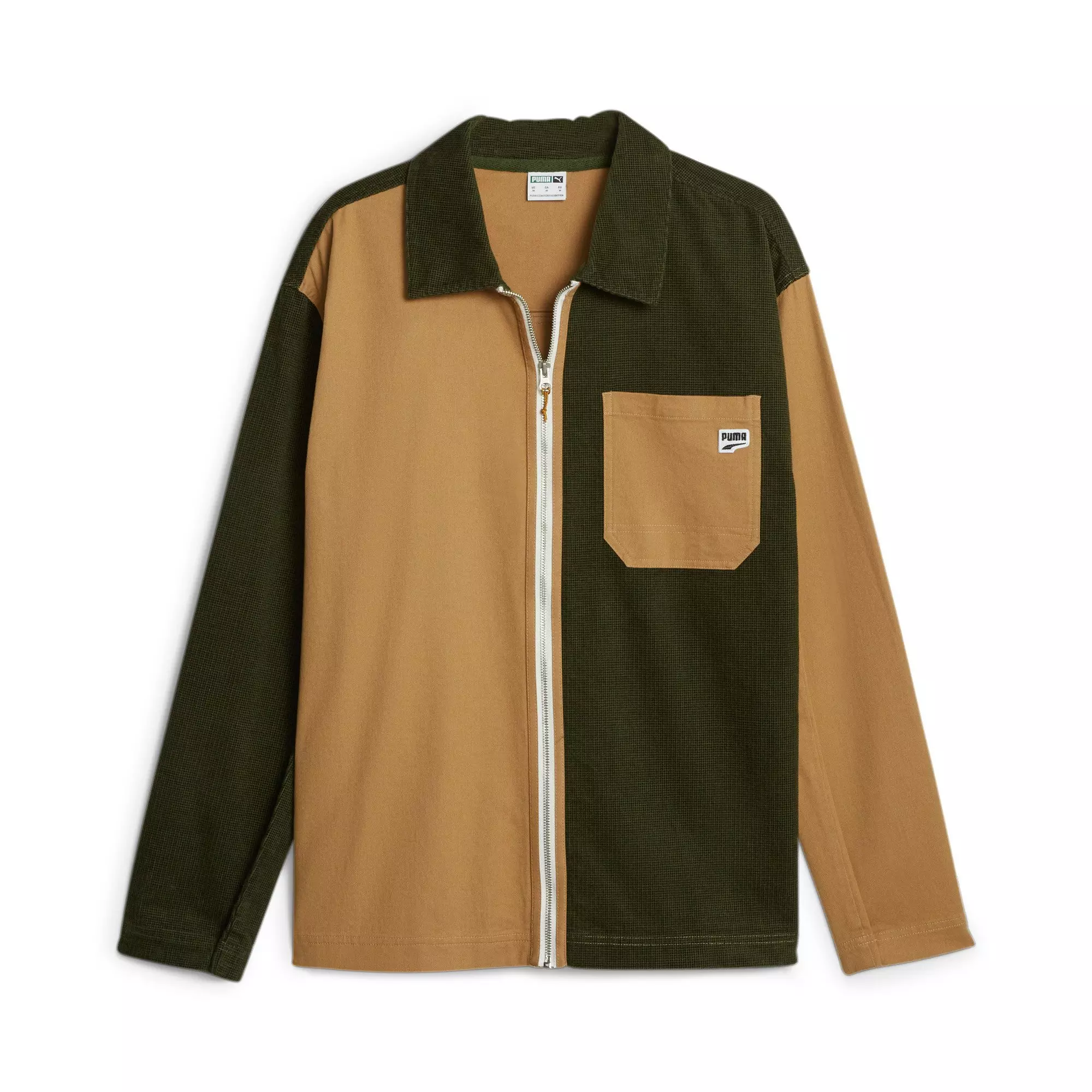 PUMA Men's Downtown Corduroy Long-Sleeve Shirt - GREEN/TAN