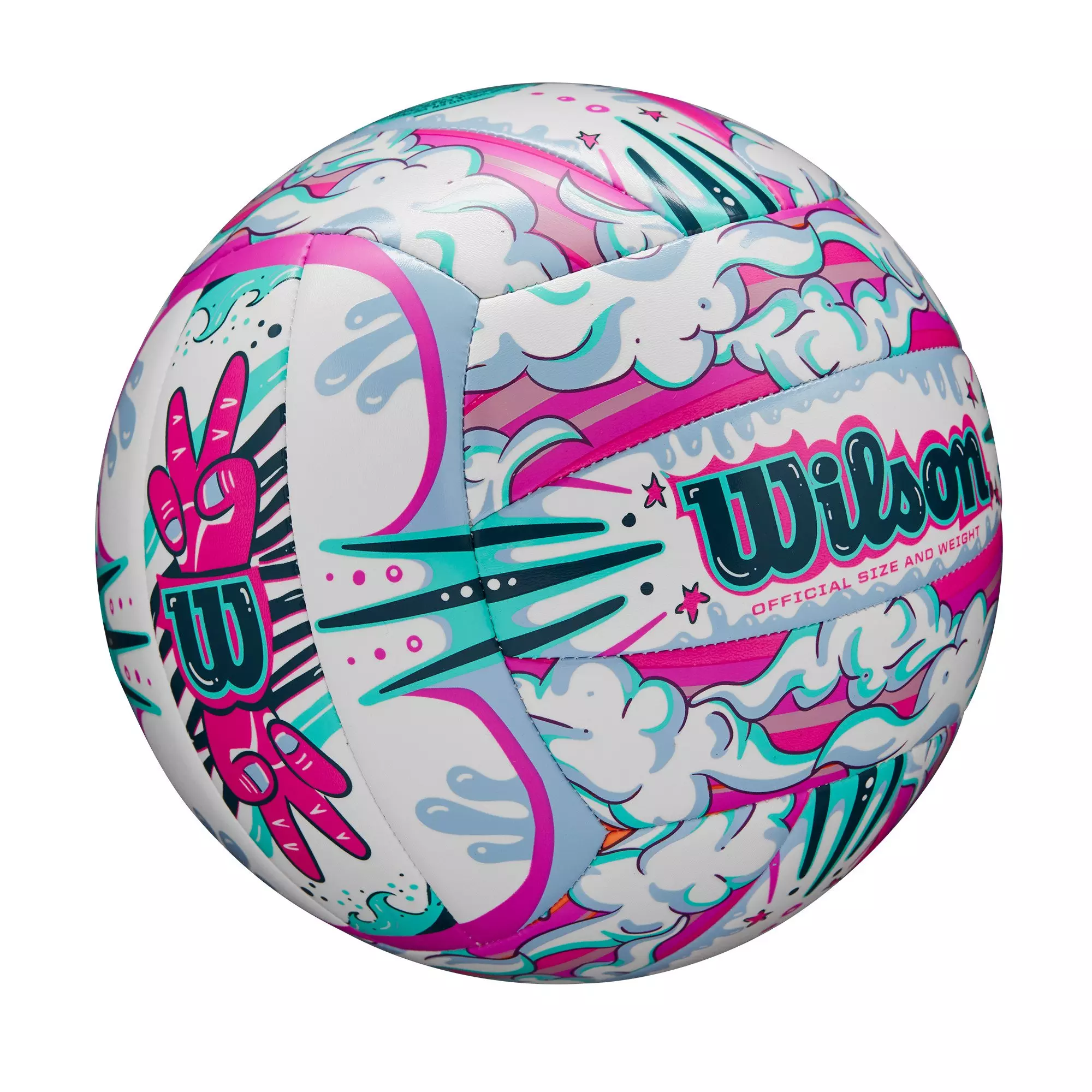 Wilson Graffiti Peace Volleyball - White/Purple - WHITE/PURPLE