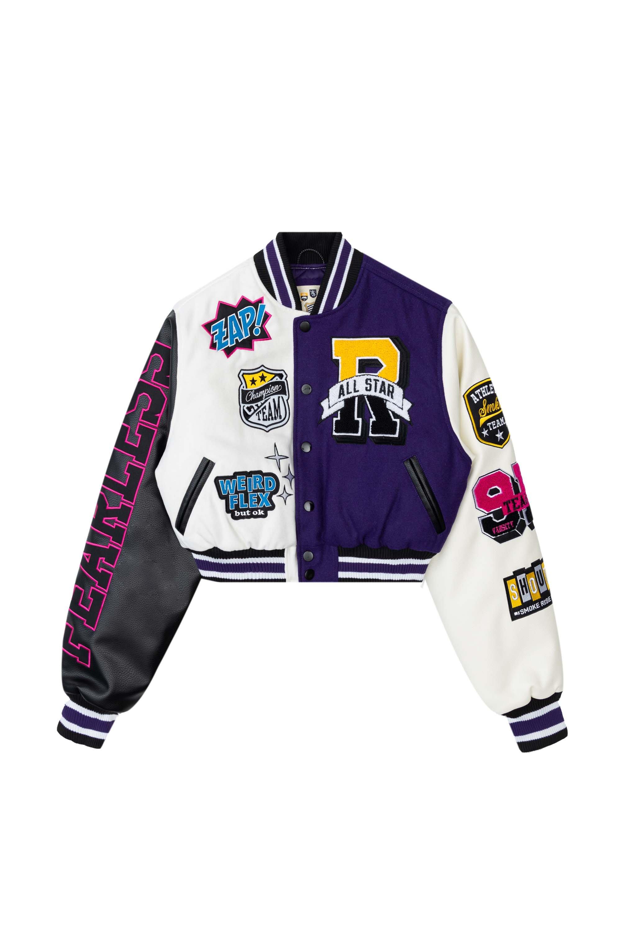 SMOKE RISE COLOR BLOCK FASHION VARSITY JACKET - BLACK/YELLOW