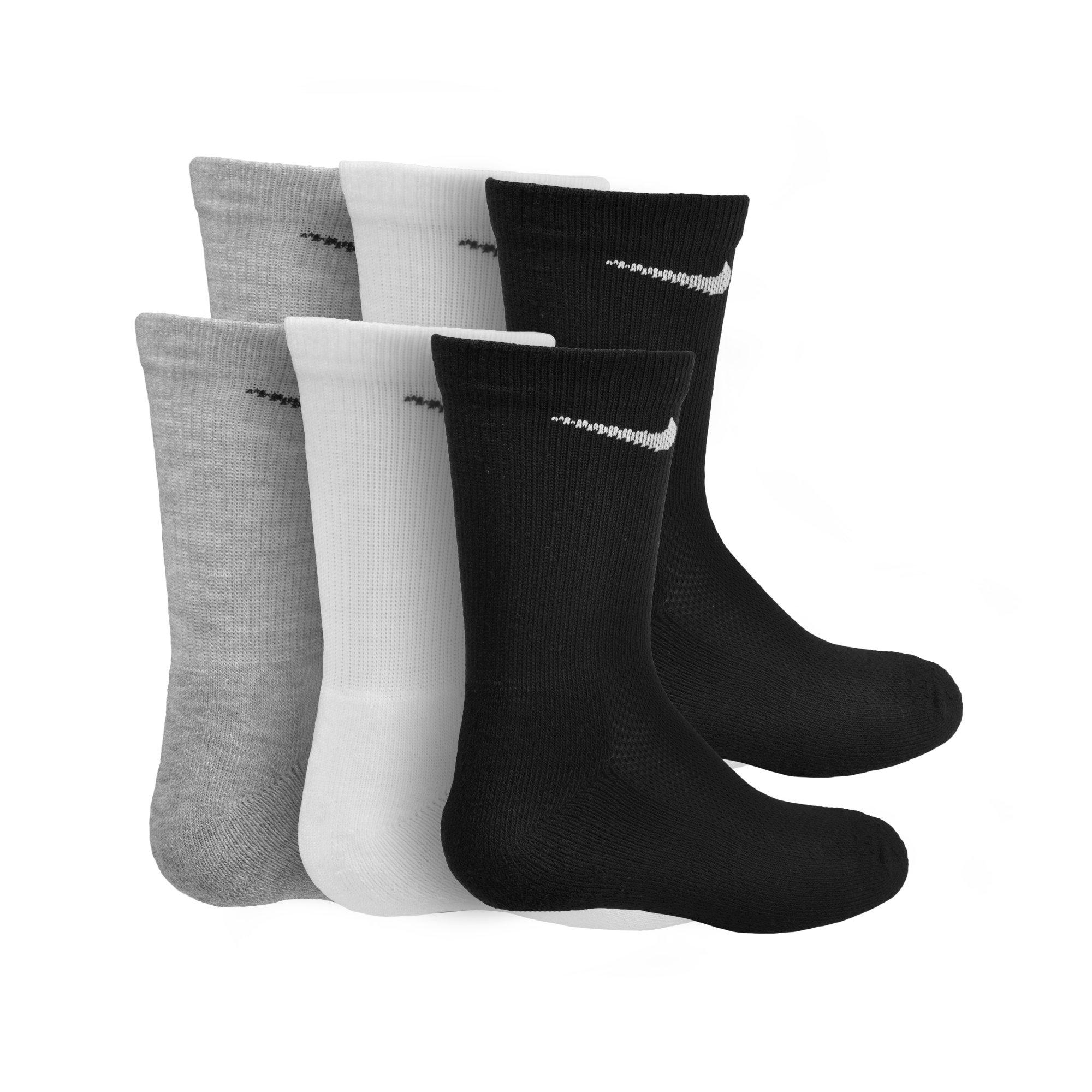 Nike Youth Mesh and Cushion Crew Socks - BLACK/WHITE/GREY Thumbnail View 2