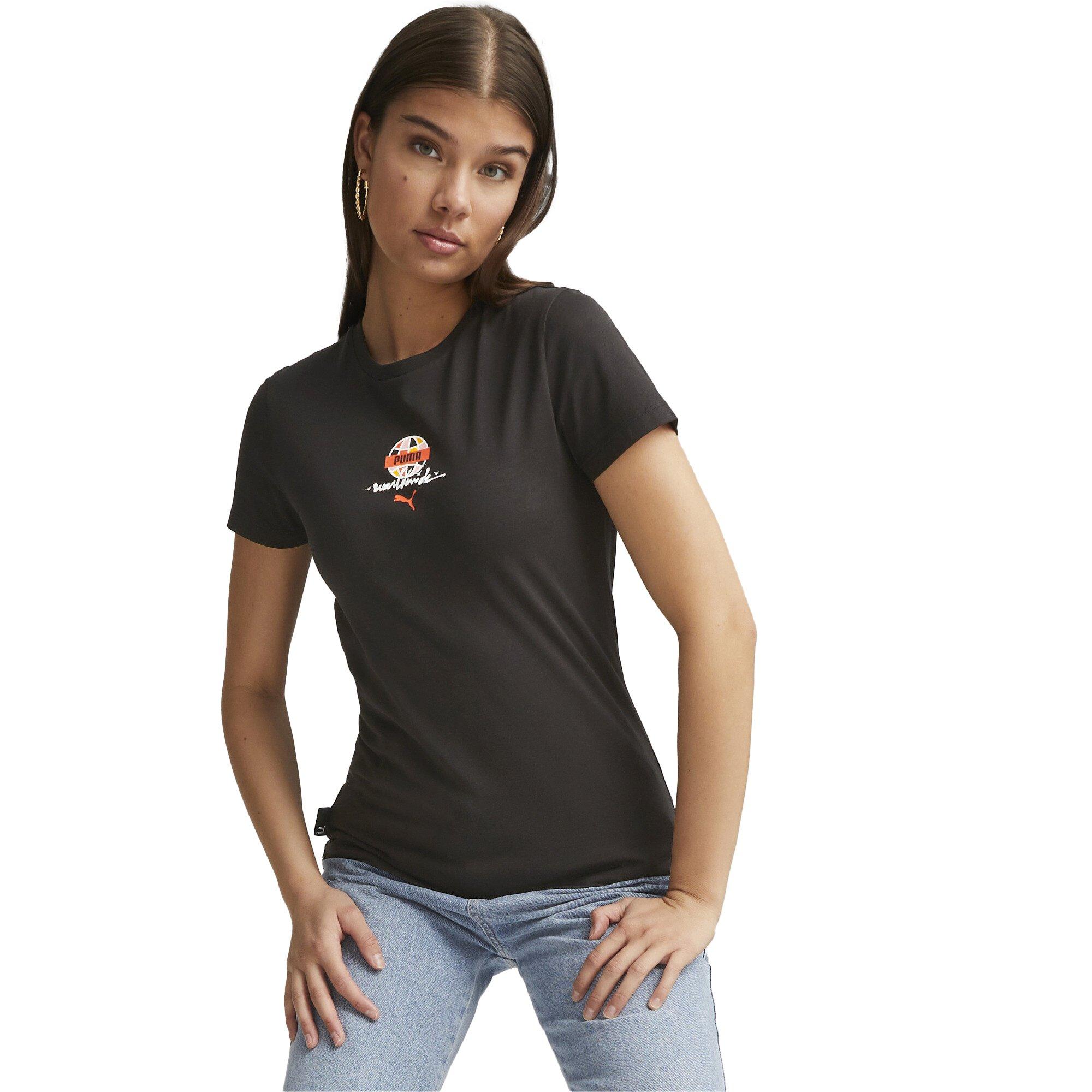 PUMA Women's Worldwide Graphic Tee - Black - BLACK Thumbnail View 1
