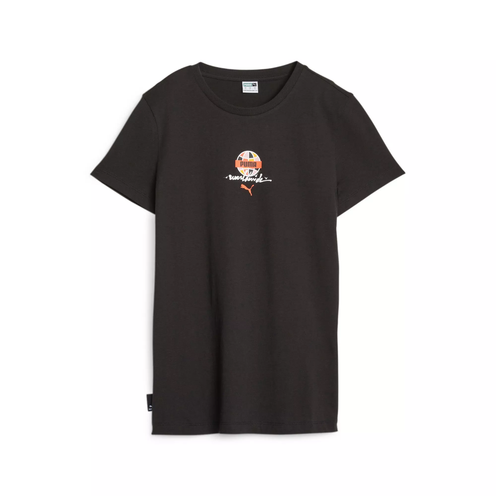 PUMA Women's Worldwide Graphic Tee - Black - BLACK