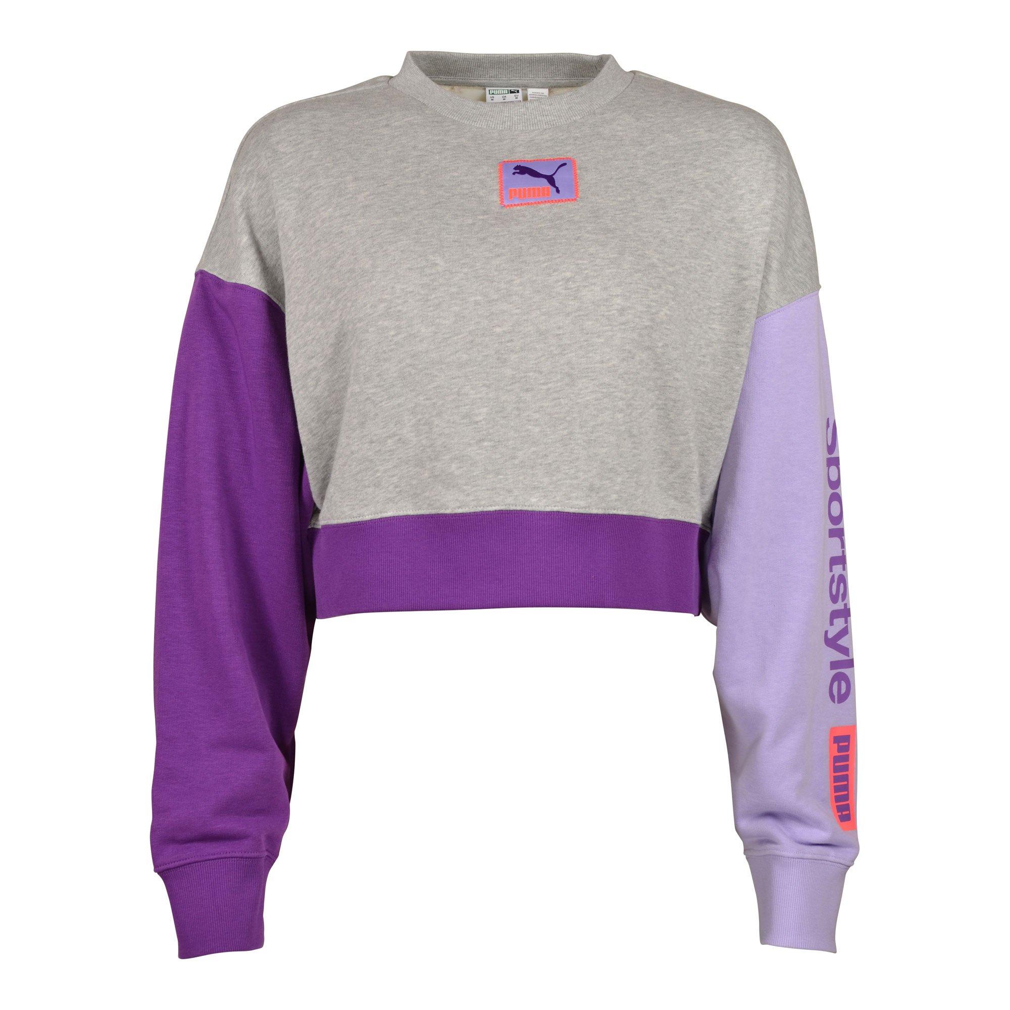 PUMA Women's Classics Trail Mix Crewneck - Lt Grey - LT GREY Thumbnail View 1