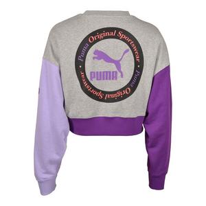 PUMA Women's Classics Trail Mix Crewneck-Lt Grey