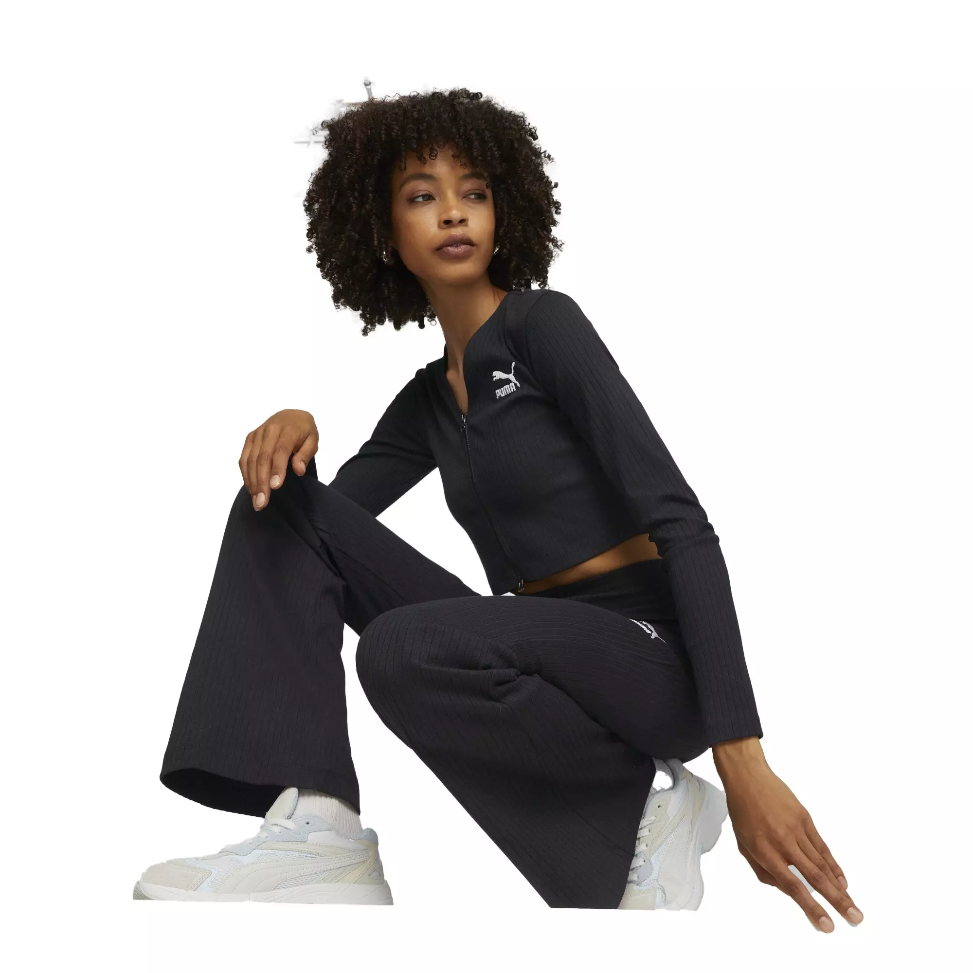 Puma Women's Rib Flare Leggings - Black - BLACK