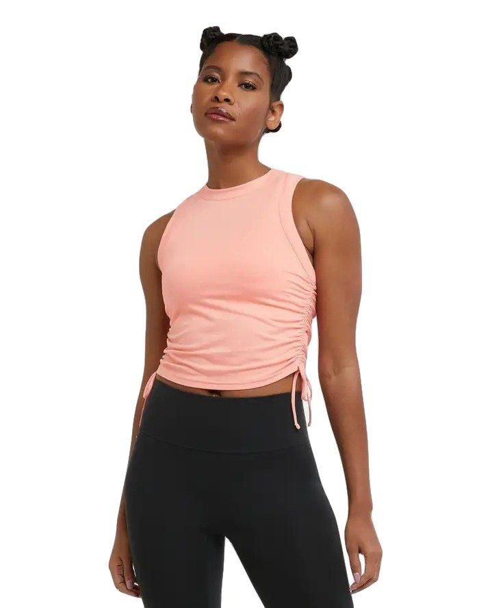 Champion Women's Soft Touch Ruched Tank Top-Coral - CORAL Thumbnail View 1