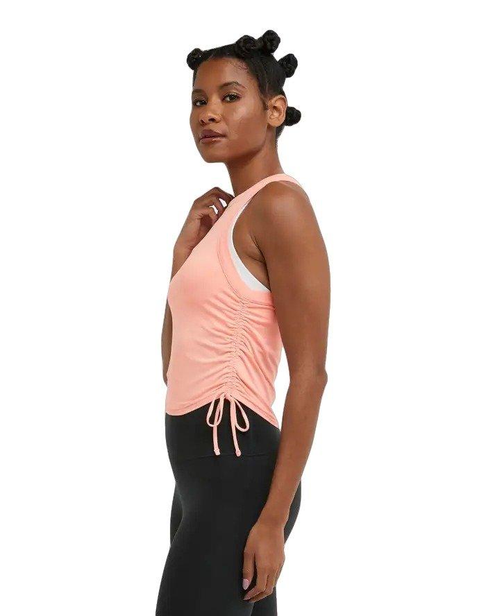 Champion Women's Soft Touch Ruched Tank Top-Coral - CORAL Thumbnail View 3