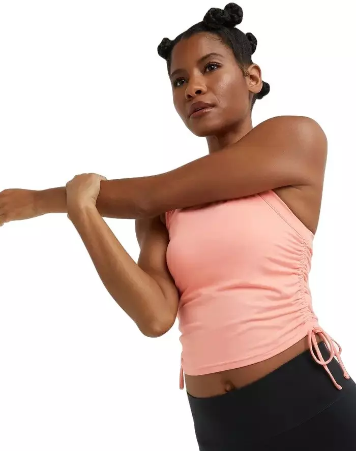 Champion Women's Soft Touch Ruched Tank Top-Coral - CORAL