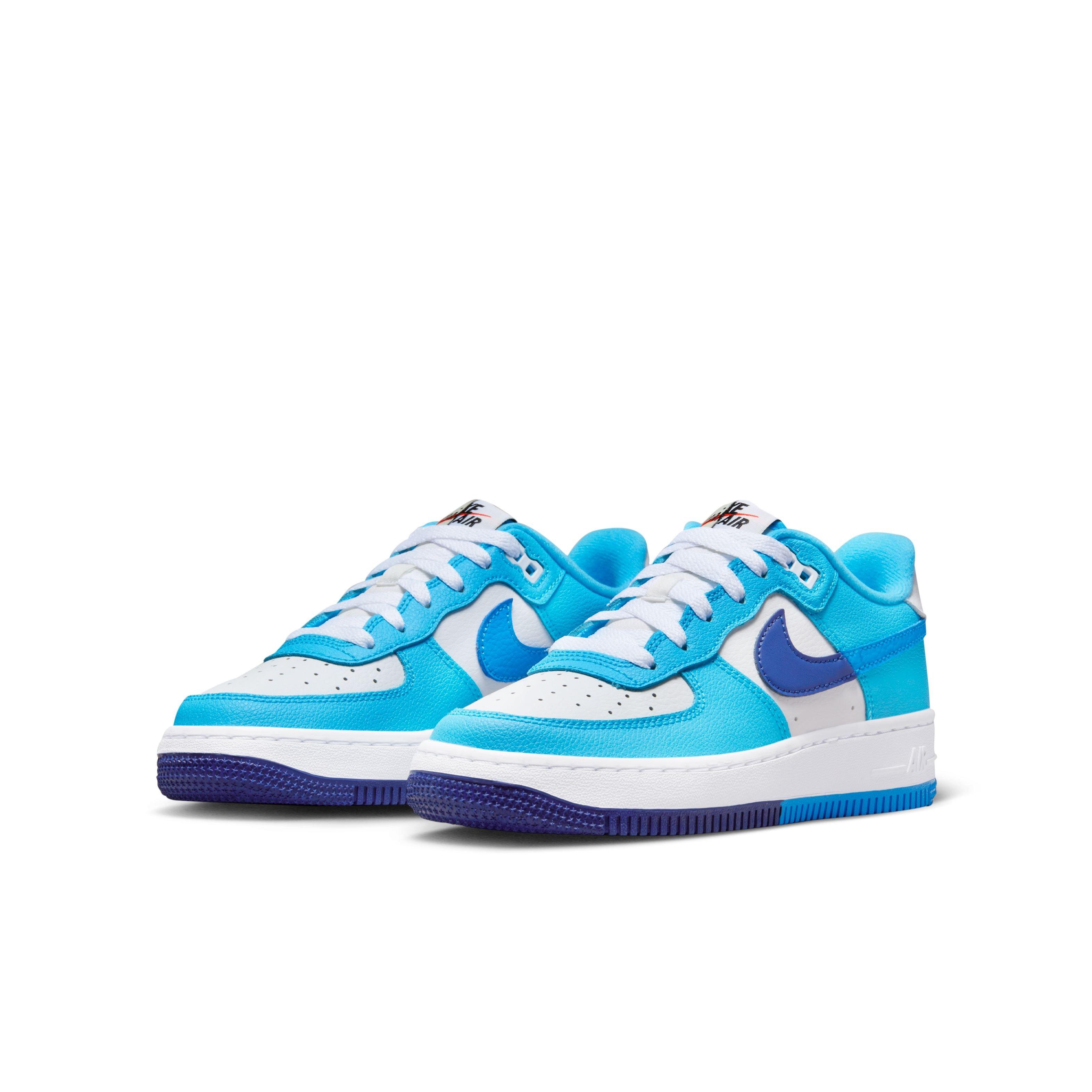 Nike Air Force 1 LV8 2 "White/Photo Blue/Deep Royal" Grade School Kids' Shoe - WHITE/BLUE Thumbnail View 3