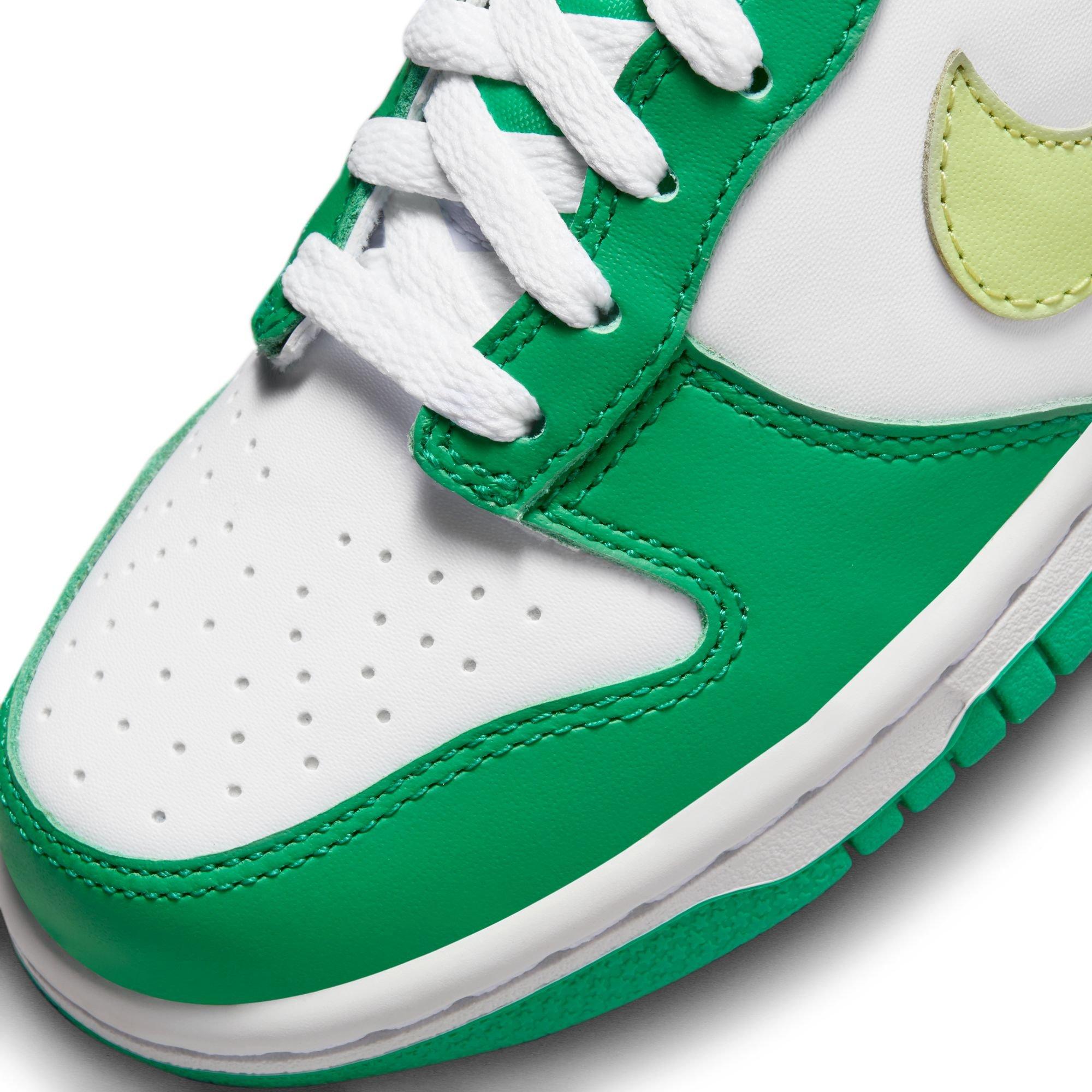 Nike Dunk Low "White/Lt Lemon Twist/Stadium Green" Grade School Kids' Shoe - GREEN/ROYAL Thumbnail View 8