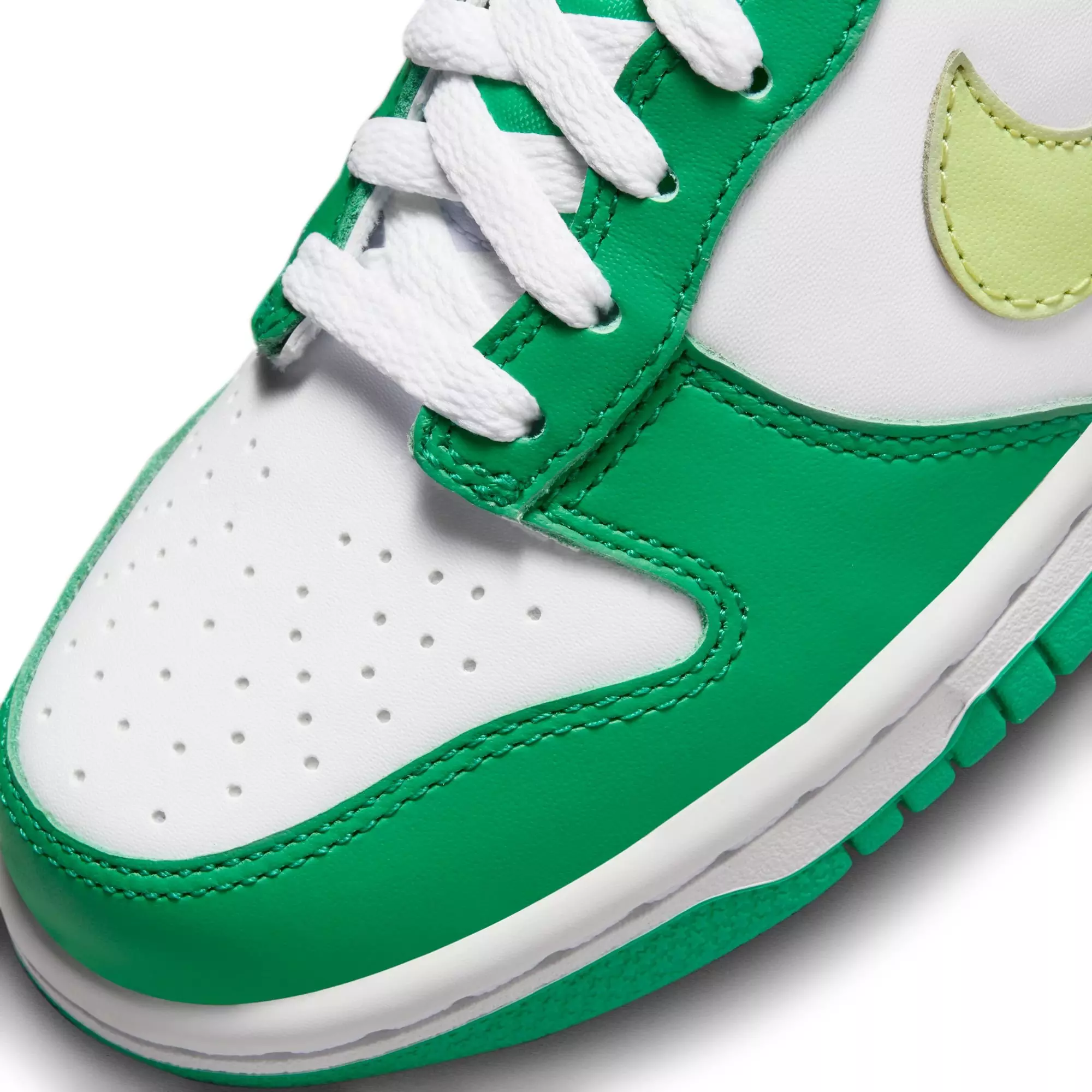Nike Dunk Low "White/Lt Lemon Twist/Stadium Green" Grade School Kids' Shoe - GREEN/ROYAL