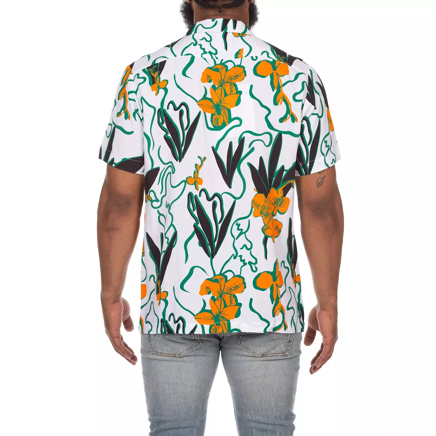 AKOO Men's Camp Collar Button Down Shirt - WHITE