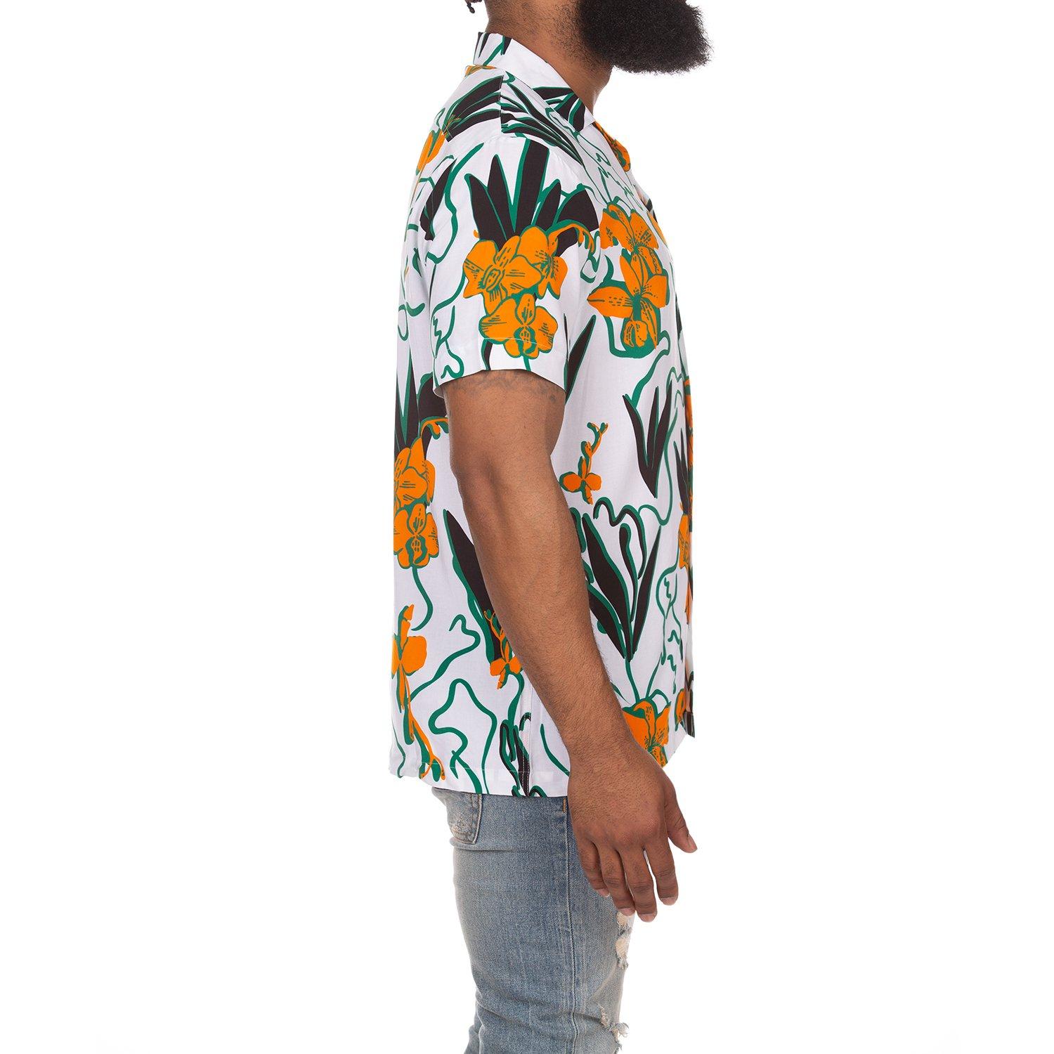 AKOO Men's Camp Collar Button Down Shirt - WHITE Thumbnail View 3