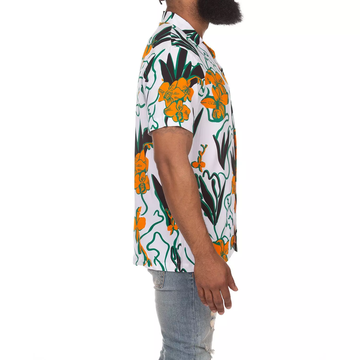 AKOO Men's Camp Collar Button Down Shirt - WHITE