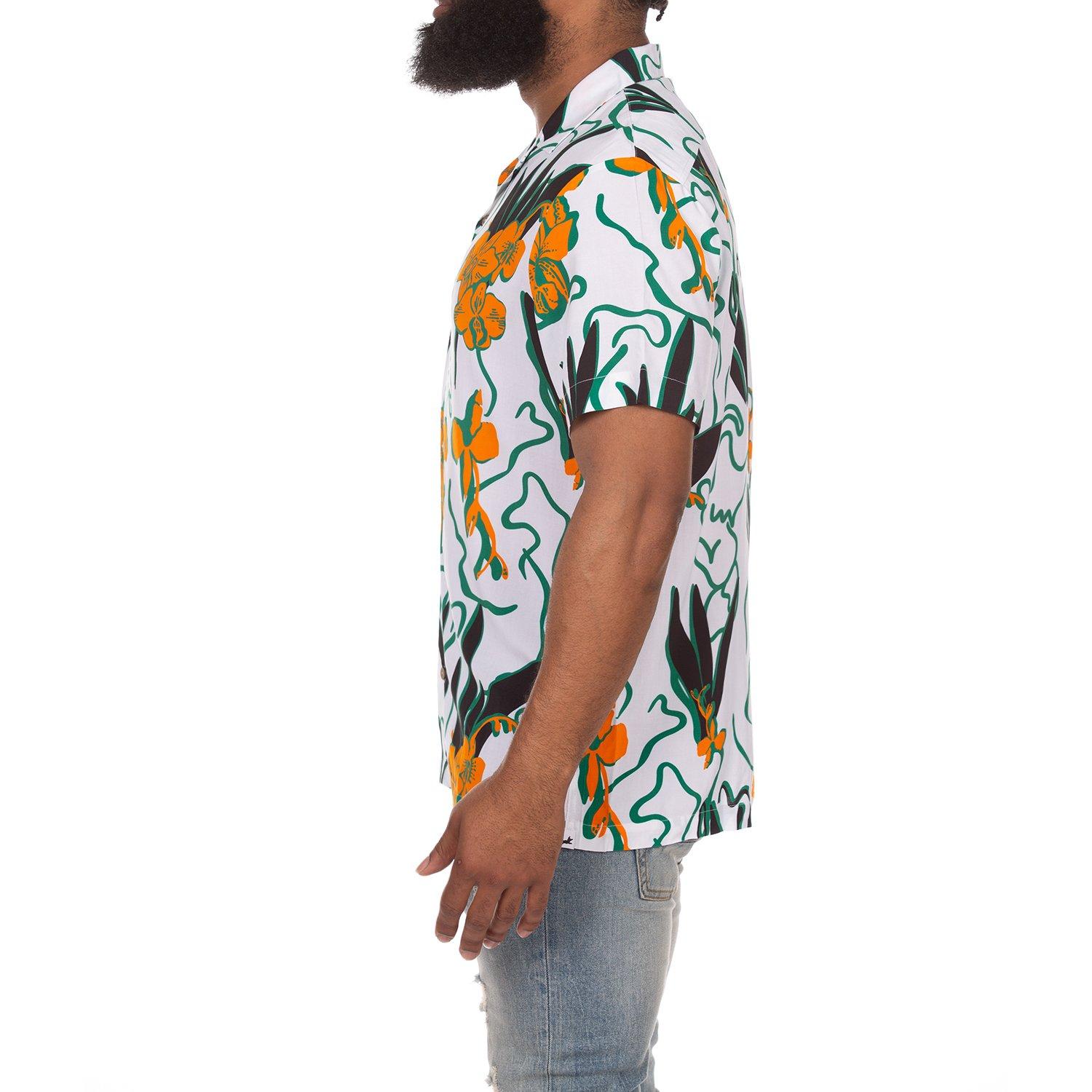 AKOO Men's Camp Collar Button Down Shirt - WHITE Thumbnail View 4