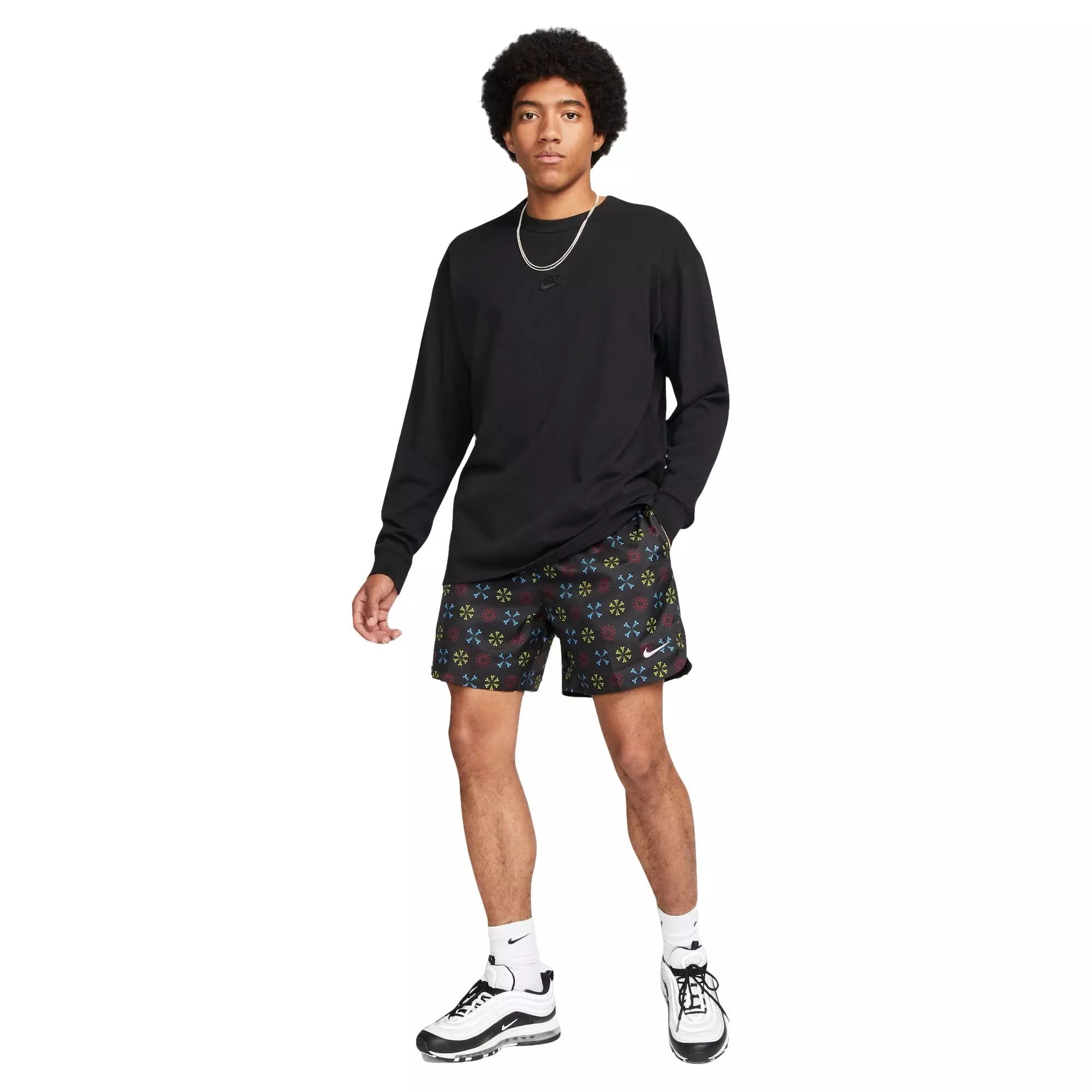 Nike Men's Sportswear Woven Lined Flow Shorts-Black - BLACK