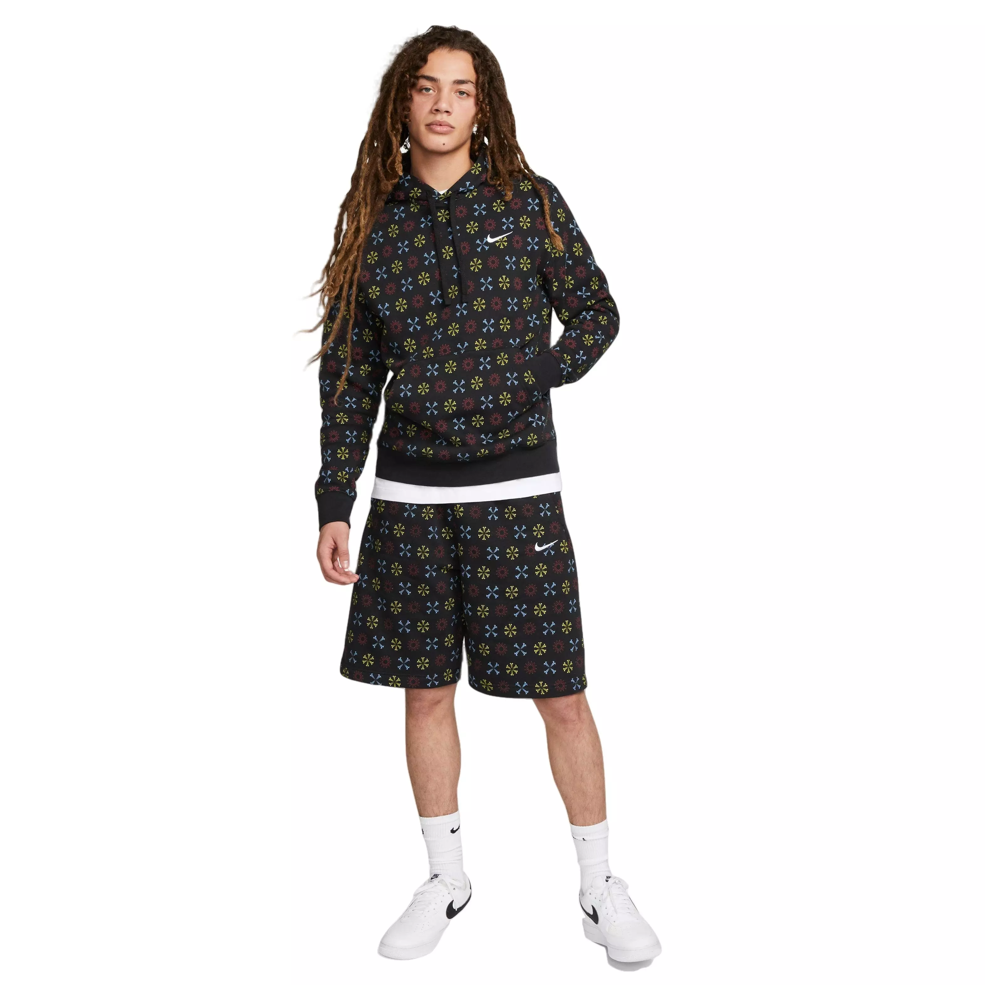 Nike Men's Sportswear Club Fleece Monogram Pullover Hoodie-Black - BLACK
