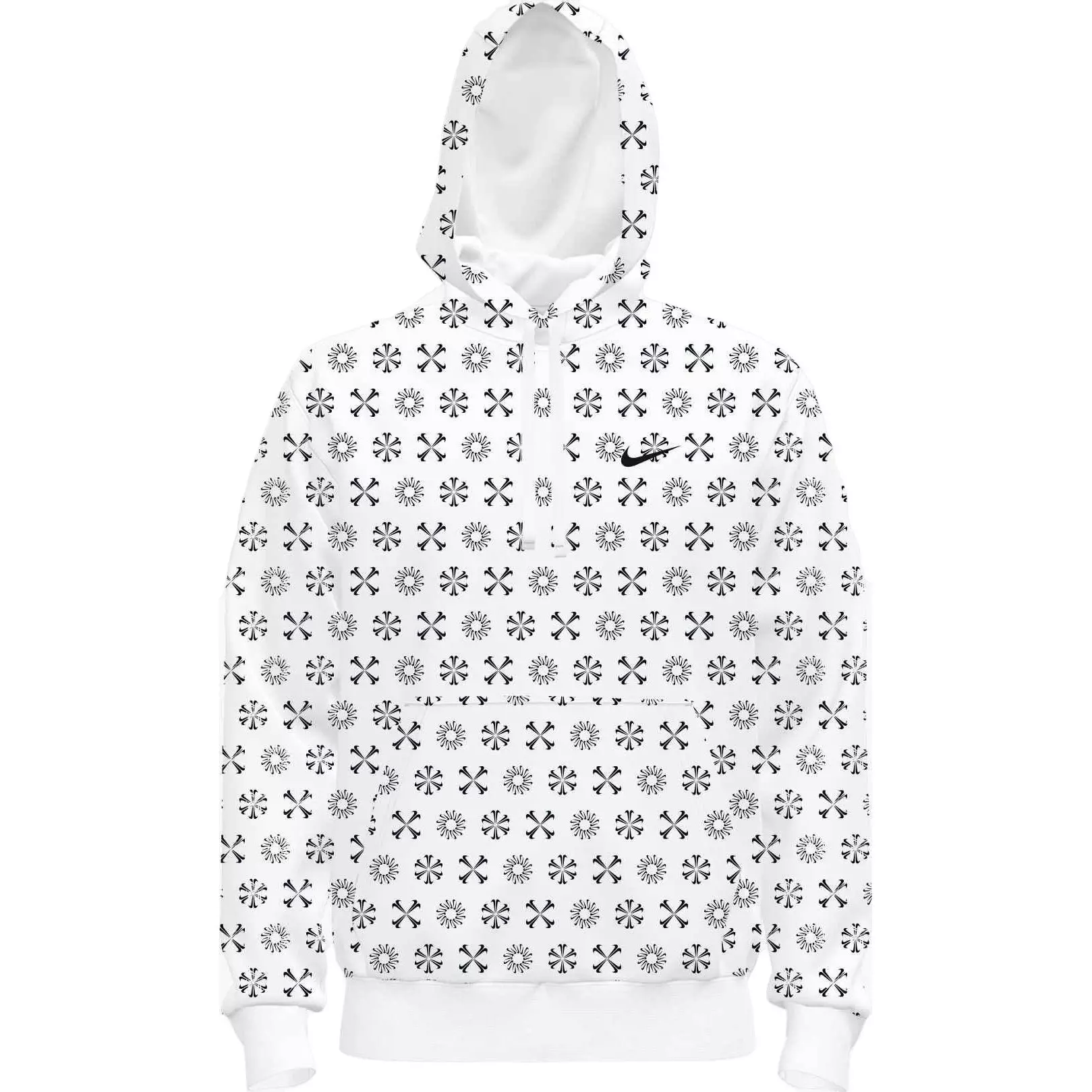 Nike Men's Sportswear Club Gel Monogram Pullover Hoodie-White/Black - WHITE/BLACK