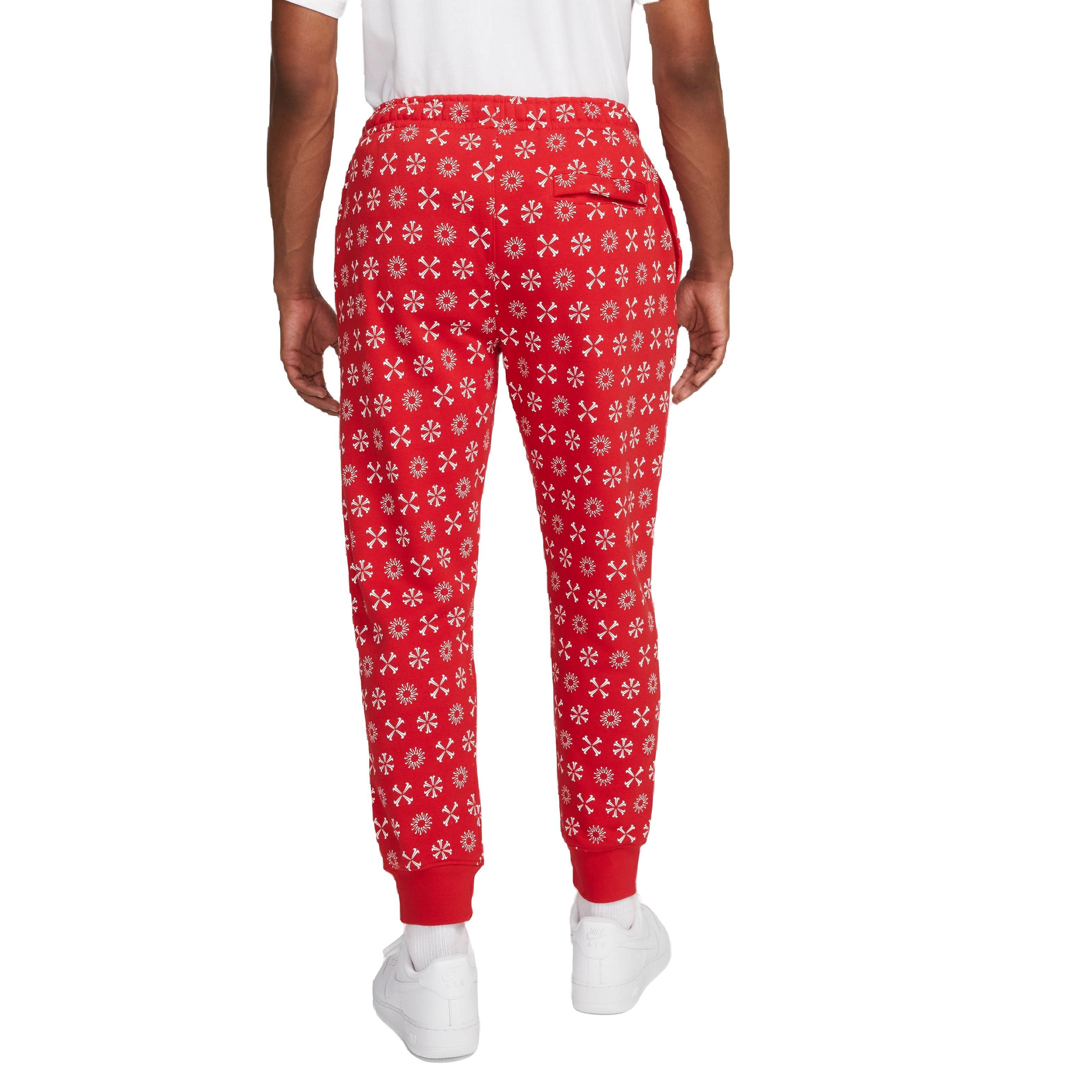 Nike Men's Sportswear Gel Club Fleece Monogram Joggers-Red/White - Hibbett