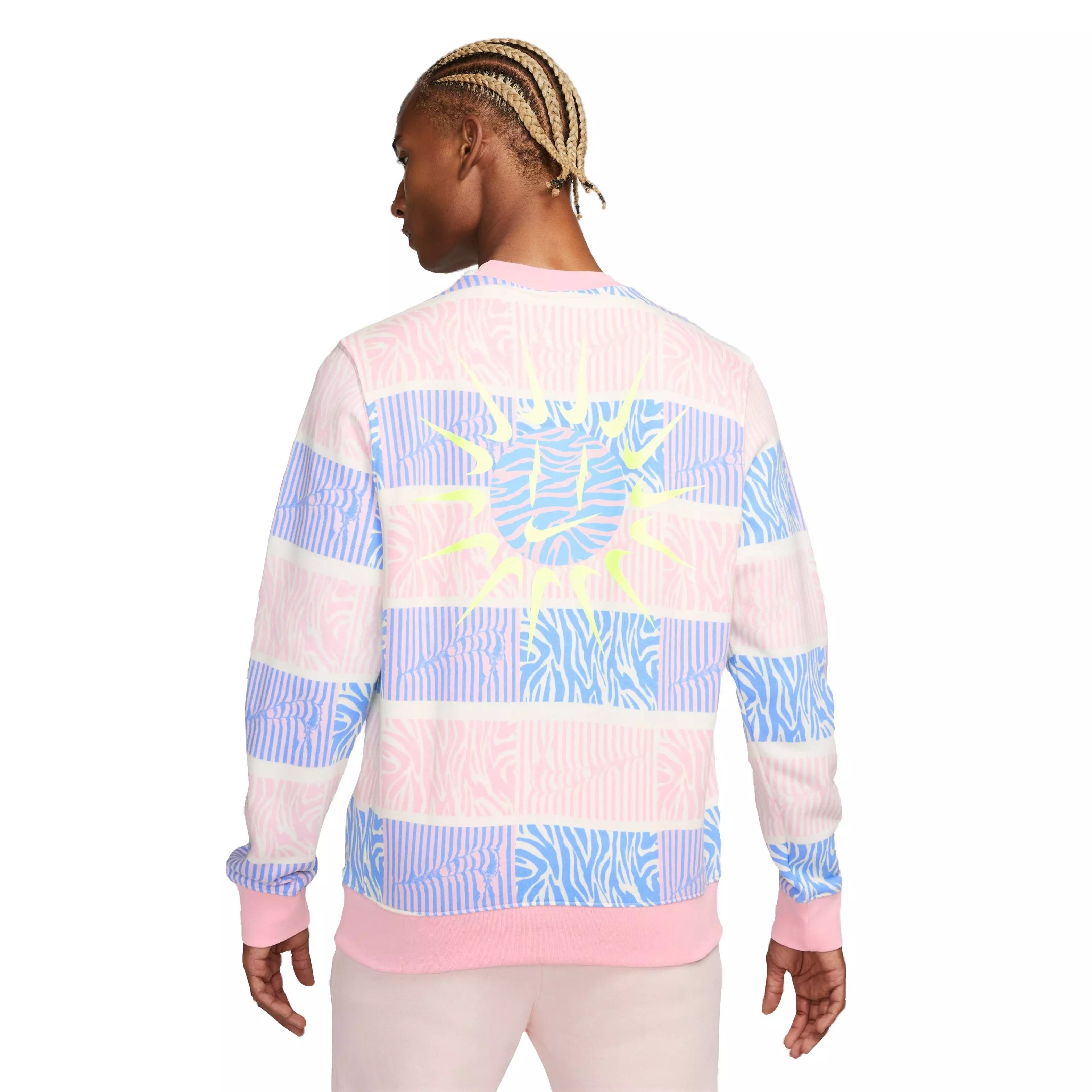 Nike Men's Sportswear Club Fleece Trippy Safari Crew Sweatshirt - MULTI-COLOR
